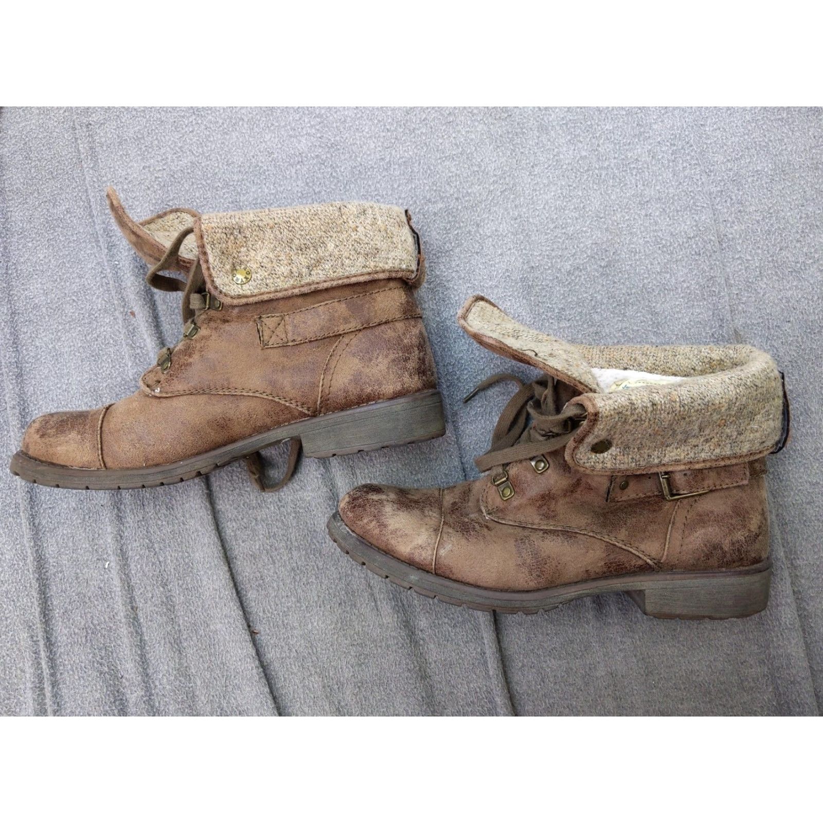 Vintage Roxy Ember J Boots Womens 9.5 Brown Synthetic Mid-Calf Lace Up Faux Fur Winter Casual Combat Shoes Womens US 9.5 EU 40.5 UK 7.5 Brown Size US 10 / IT 40 - 2 Thumbnail