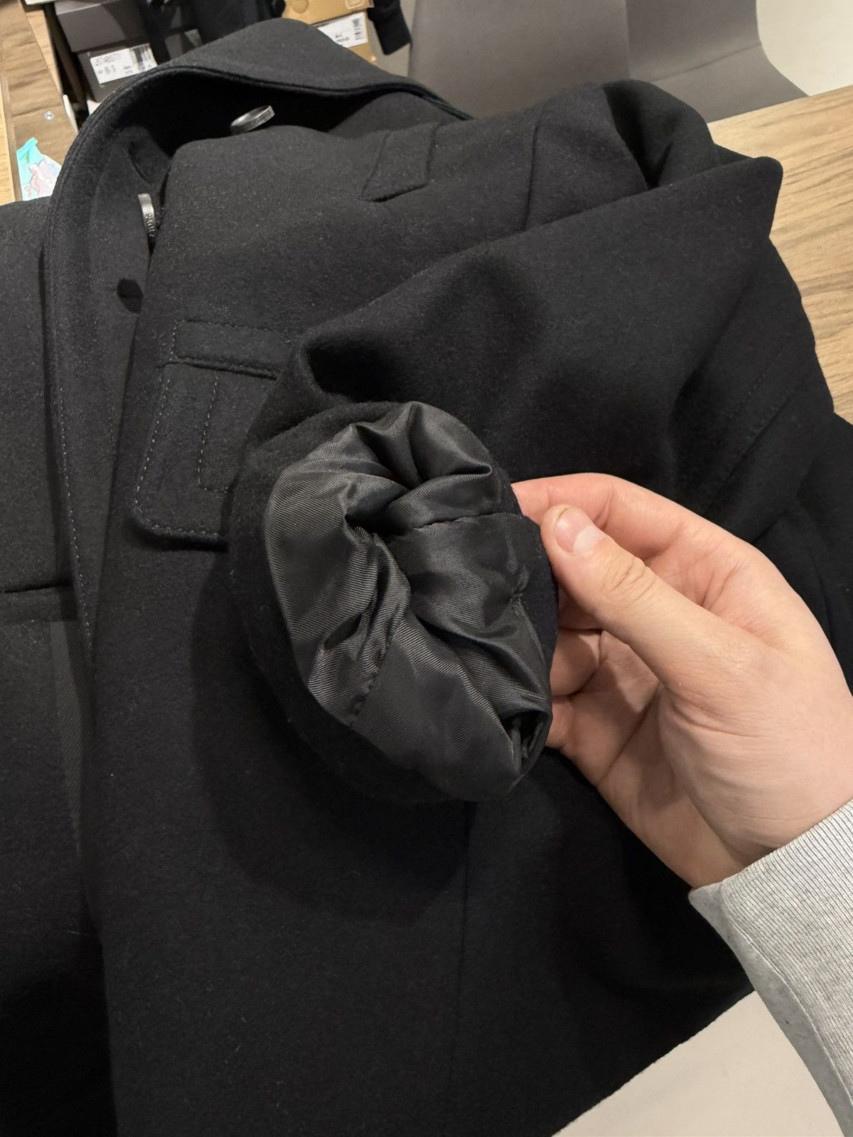 Allsaints AllSaints Felix Double Breasted Lamb Leather Trim Peacoat Size US L / EU 52-54 / 3 - 20 Thumbnail