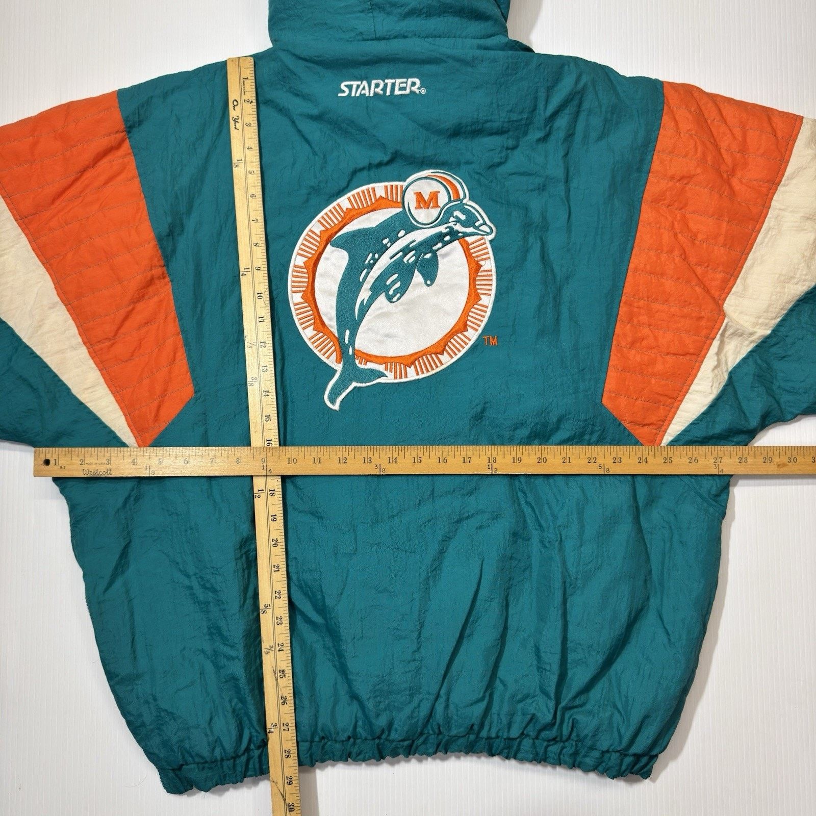 Starter VTG STARTER MIAMI DOLPHINS 1/2 ZIP W HOOD WINTER JACKET XL!! Size US XL / EU 56 / 4 - 11 Thumbnail