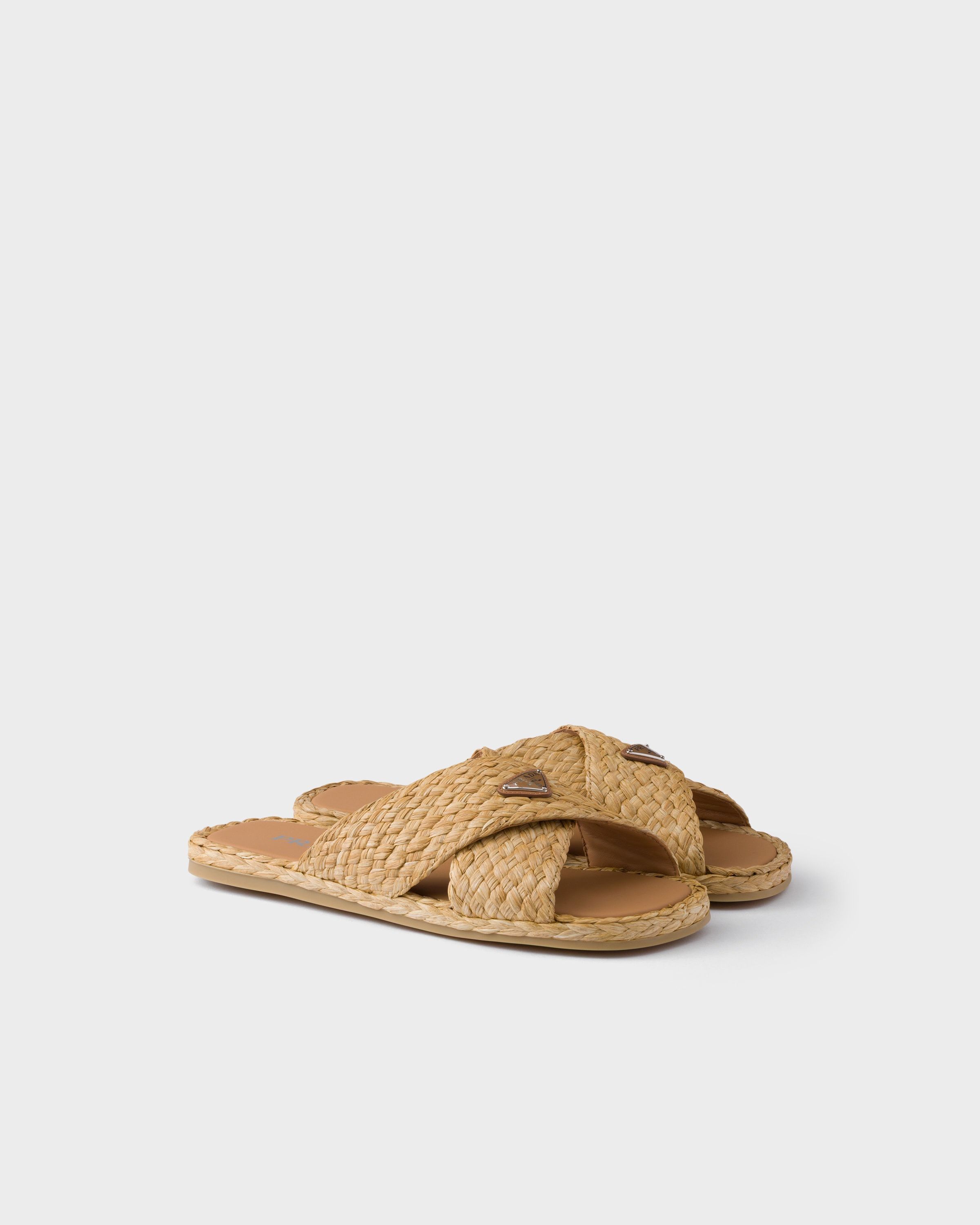 Prada o1bcso1str1025 Raffia Sandals in Beige Size US 8 / EU 41 - 1 Thumbnail