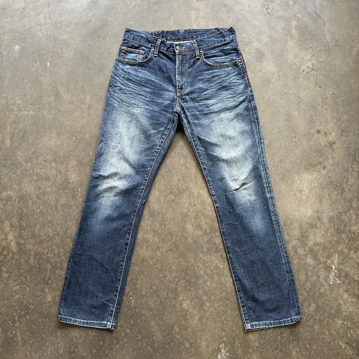 Edwin × Jean × Vintage Vintage Edwin Blue Trip Distressed Faded Denim Jean Pant W30 Size US 30 / EU 46 - 1 Thumbnail