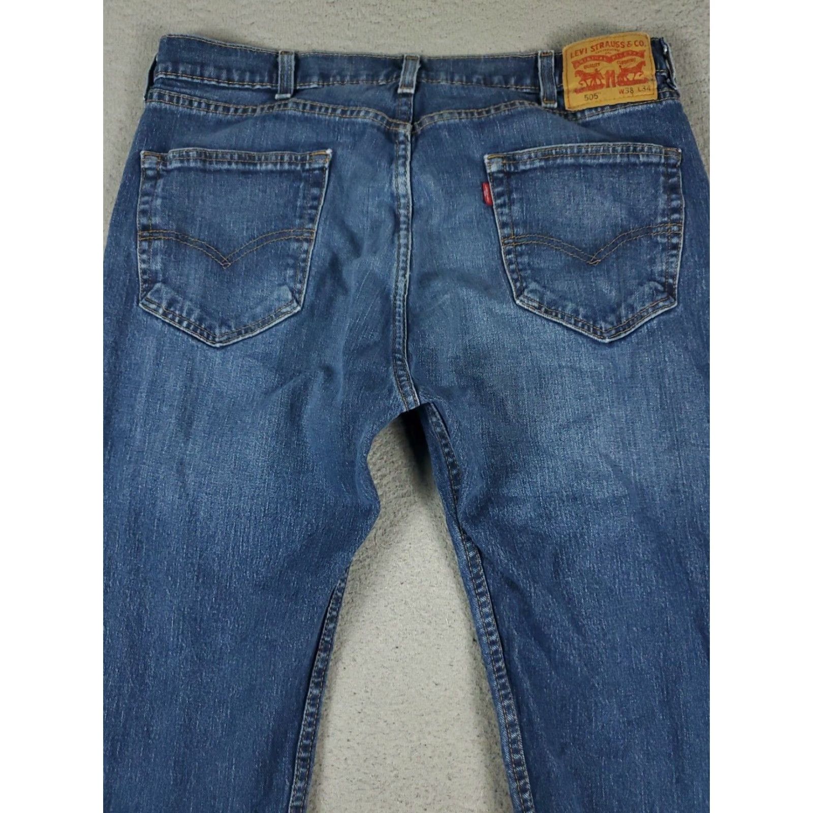 Levi's Levis 505 Jeans Mens 38x34 Blue Straight Leg Regular Fit Cotton Denim Pants Size US 38 / EU 54 - 7 Thumbnail