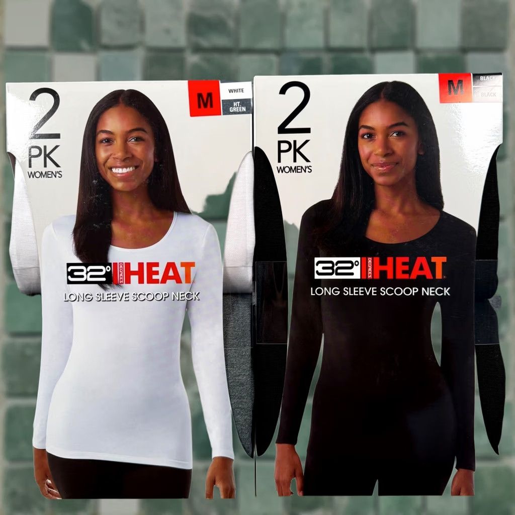Vintage 32 Degrees Heat Womens M Long Sleeve Scoop Neck Thermal T-Shirt 2 Pk Normcore Neutral Size ONE SIZE - 1 Thumbnail