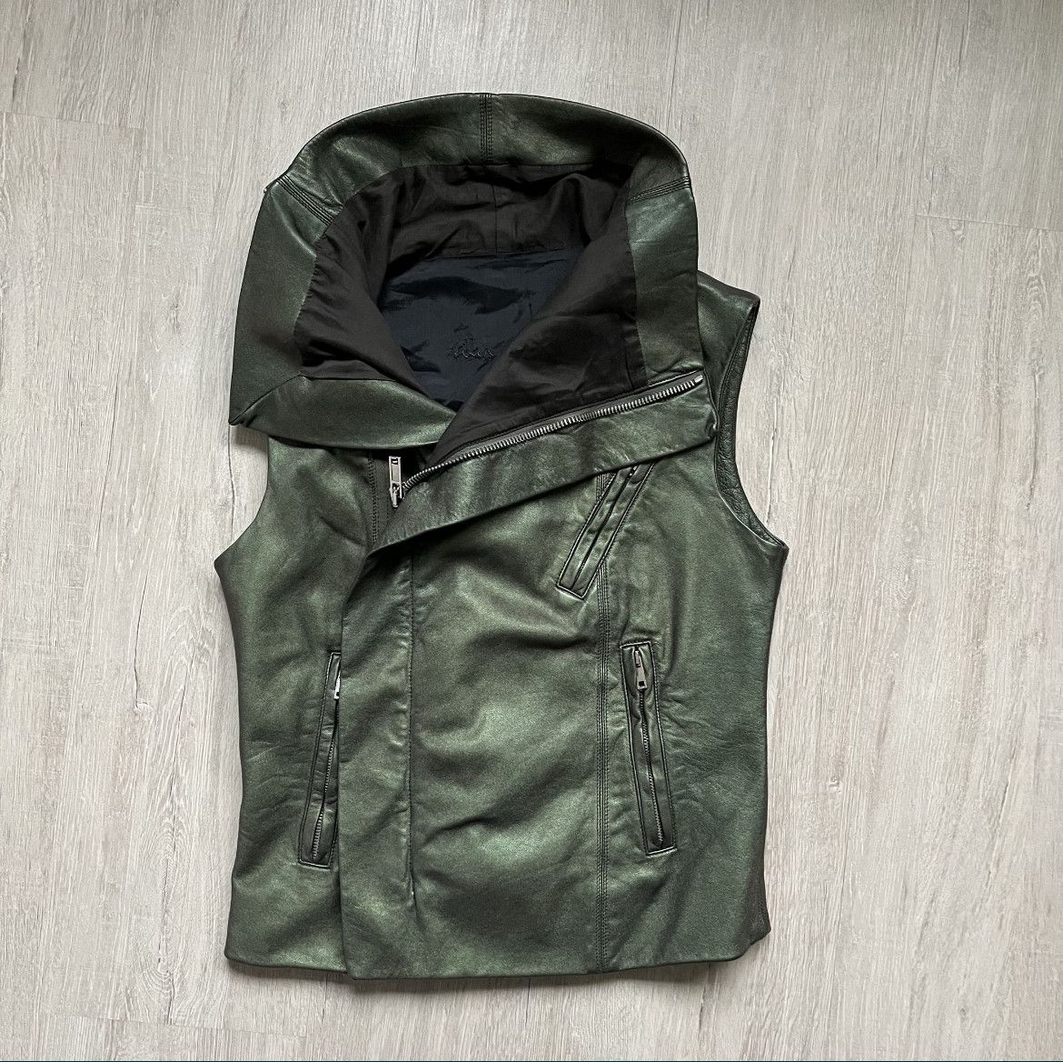Rick Owens Leather High Collar Archival Vests