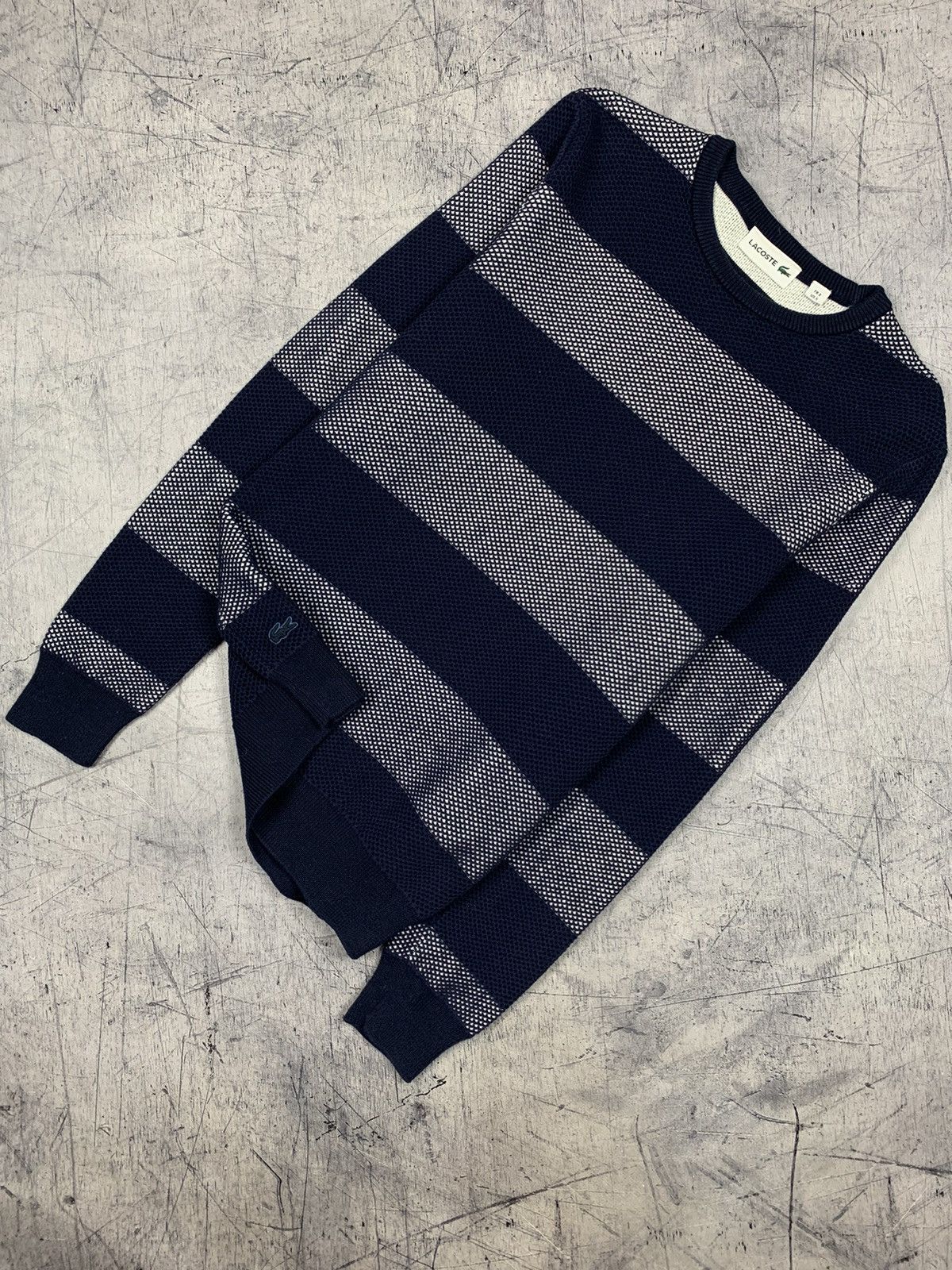 Designer × Lacoste Lacoste Luxury Mesh Sweater Striped designer casual luxury Size US S / EU 44-46 / 1 - 1 Thumbnail