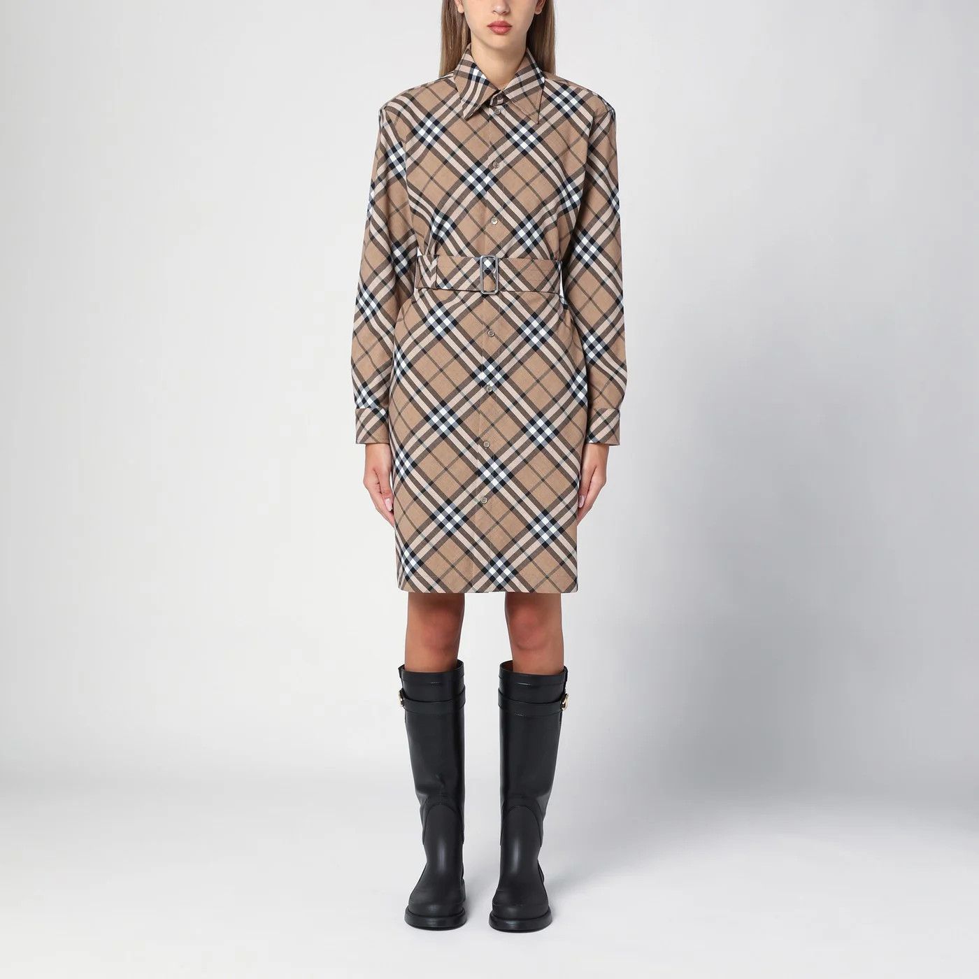Burberry o1d2blof0426 Check Wool Blend Chemise Dress in Multicolor Size XS / US 0-2 / IT 36-38 - 1 Thumbnail