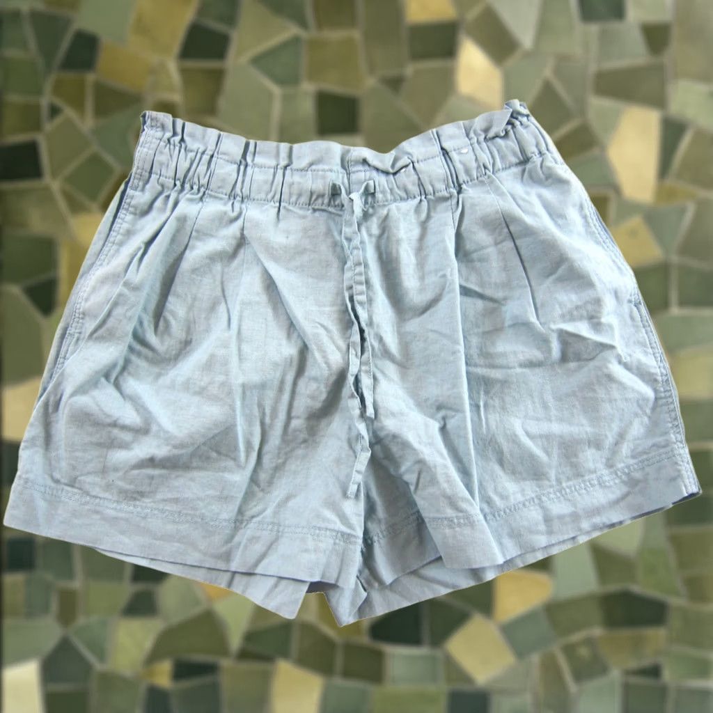 Uniqlo Uniqlo Linen Cotton Blue Pleated Pocket Elastic Waist Shorts Woman Medium Size 32" / US 10 / IT 46 - 1 Thumbnail