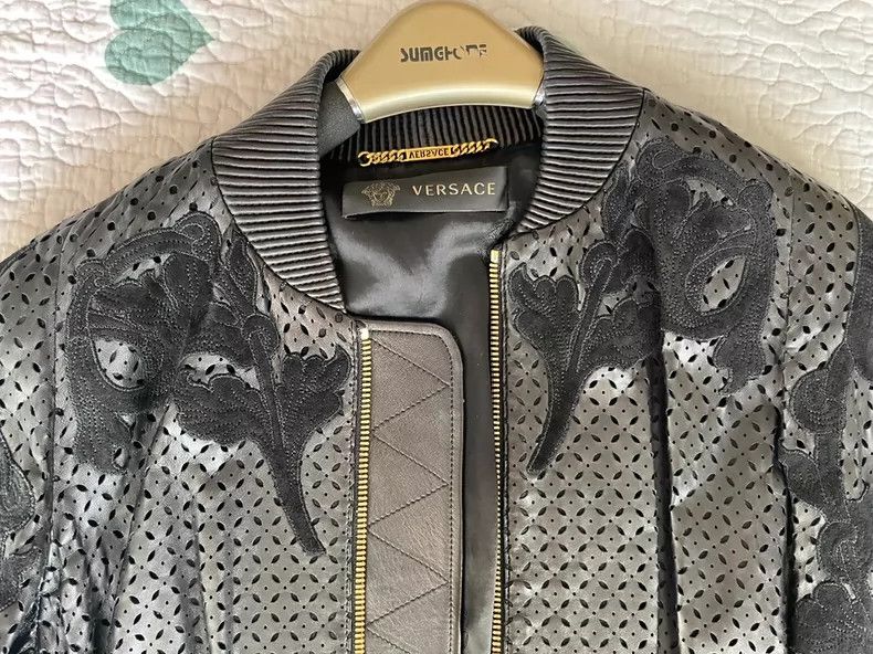 Versace Versace Hollow embroidered leather jacket Size S / US 4 / IT 40 - 5 Thumbnail