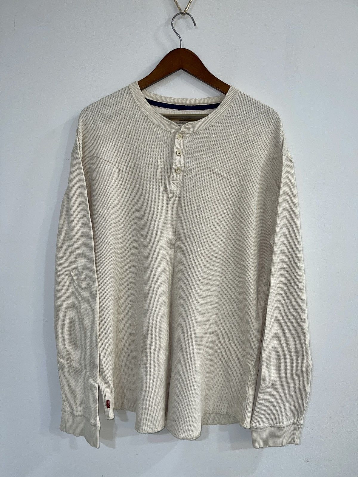 Levi's VINTAGE LEVIS COTTON LONG SLEEVE HENLEY SHIRT OATMEAL BROWN Size US XXL / EU 58 / 5 - 8 Thumbnail