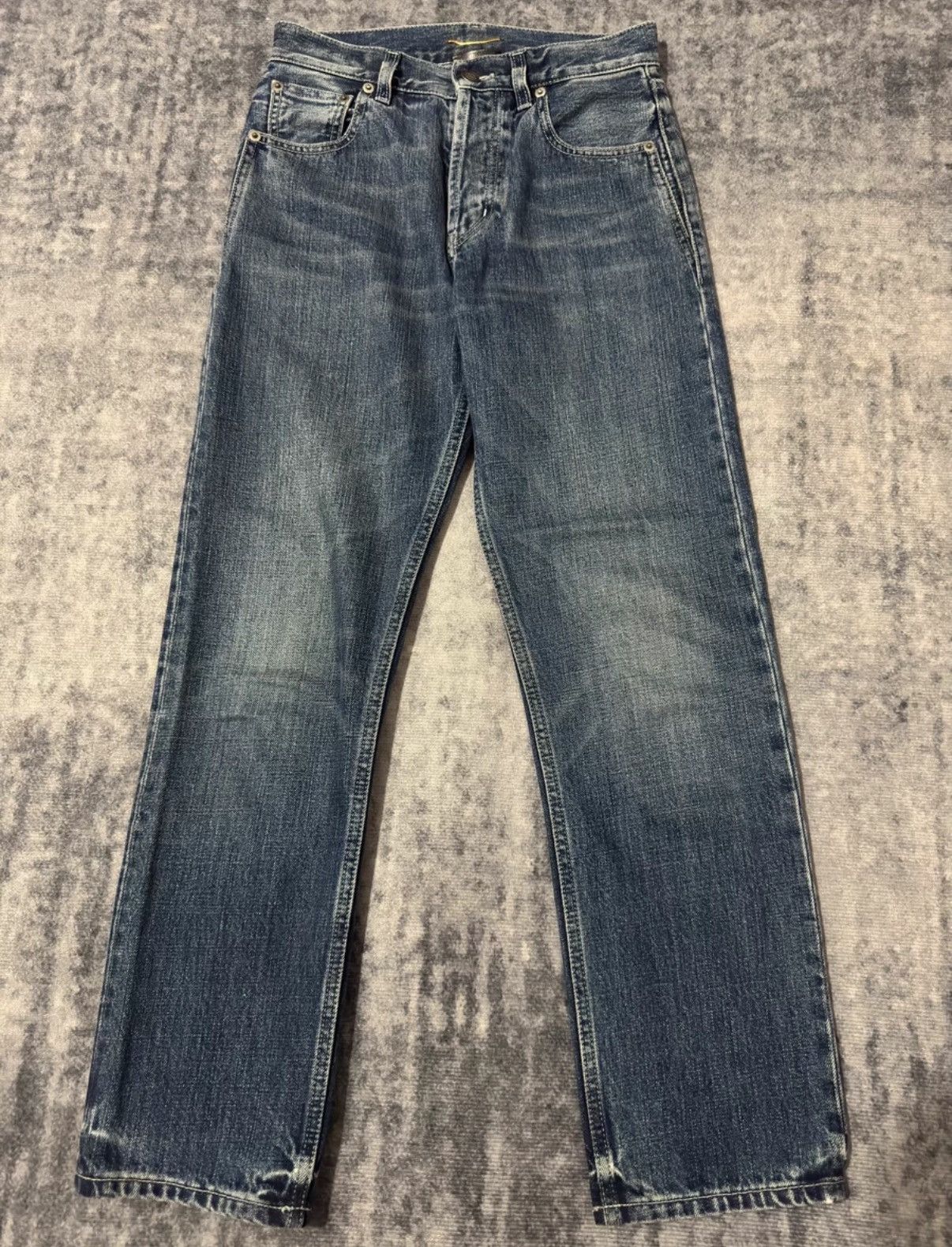 Saint Laurent Paris Saint Laurent Dark Blue "Cat Paw" Straight-Leg Denim Jeans Size US 26 / EU 42 - 1 Thumbnail