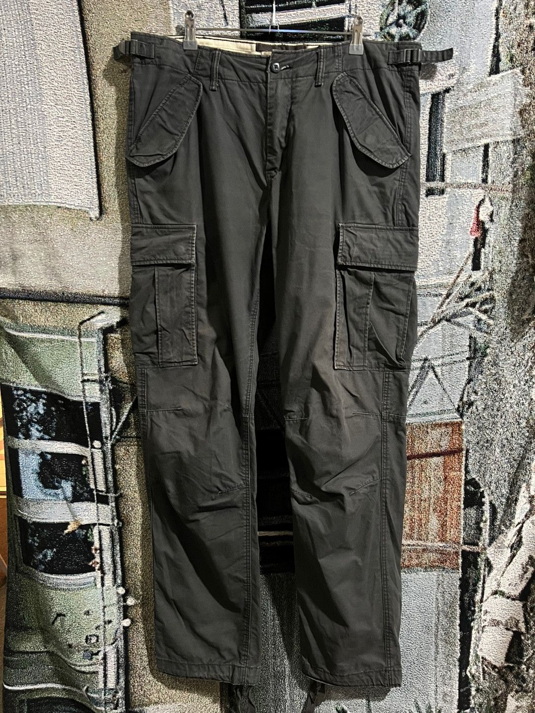 H&M Grunge Parachute Cargo Pants Gray