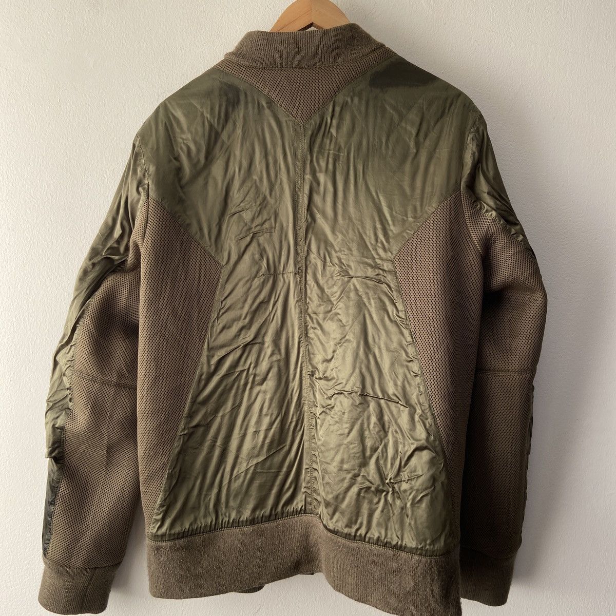 Helmut Lang Helmut Lang Olive Nylon Mesh Bomber Jacket F/W 2015 Size US XL / EU 56 / 4 - 11 Thumbnail
