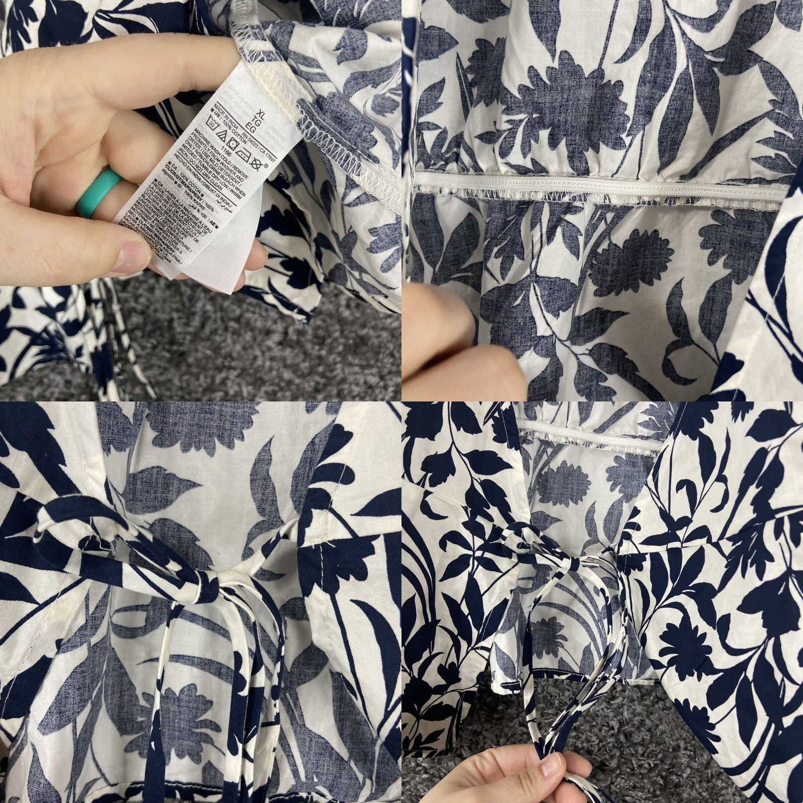 Old Navy Old Navy Blouse Women's XL White Blue Floral Puff Sleeves Multicolor Womens Size XL / US 12-14 / IT 48-50 - 8 Thumbnail