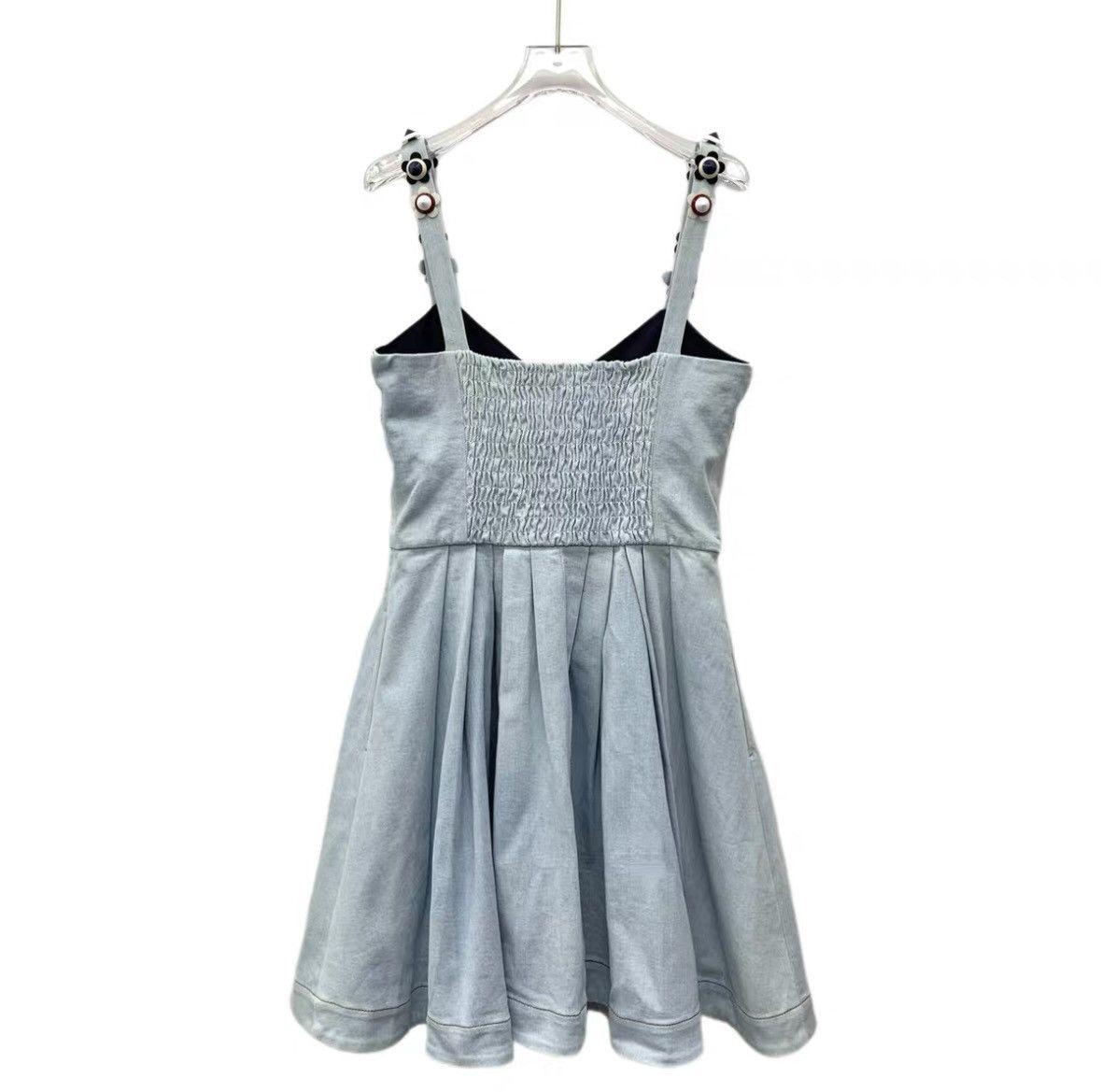 Fendi Fendi Light Blue Floral Decor Denim Camisole Dress K26WX Size M / US 6-8 / IT 42-44 - 2 Thumbnail