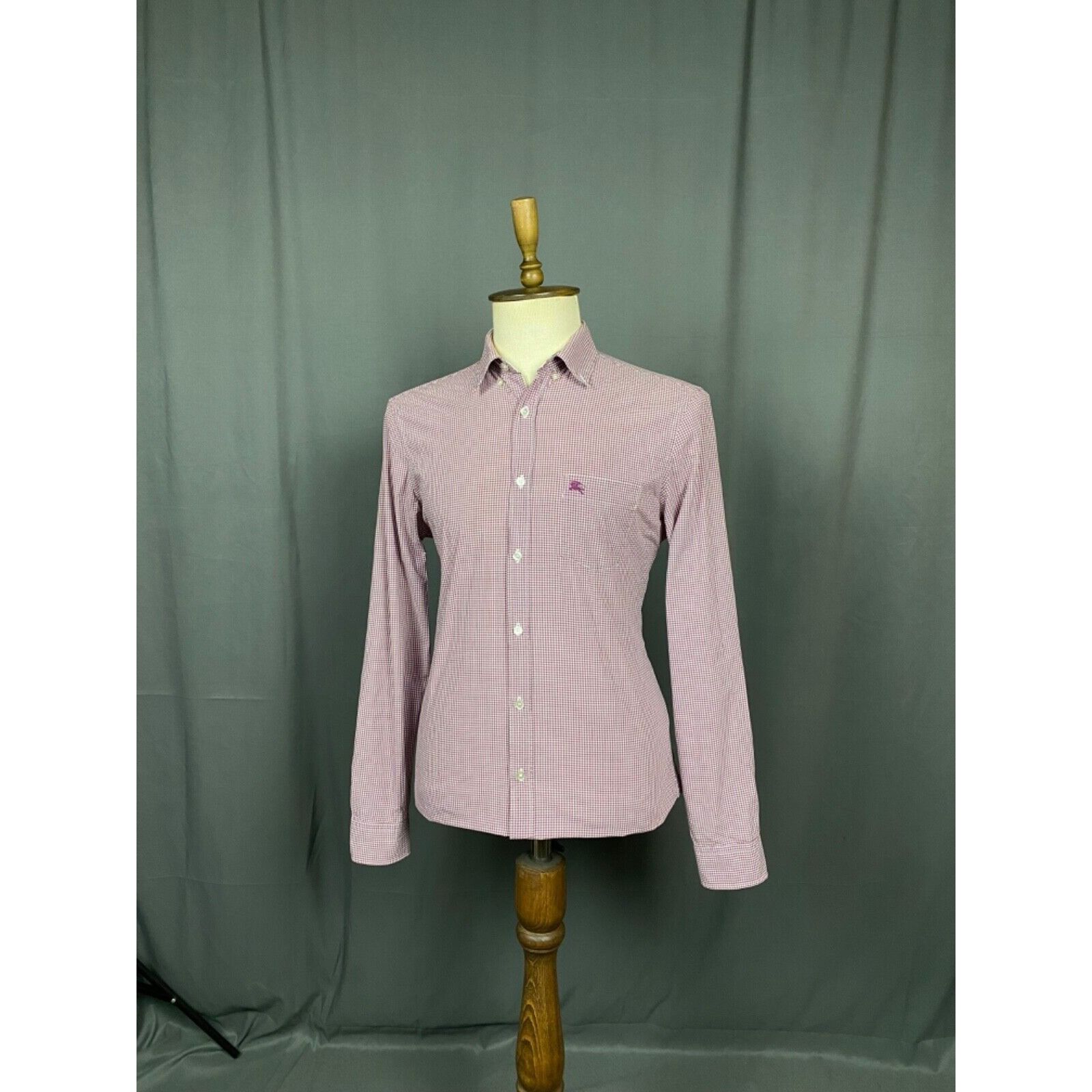 Burberry Burberry Small Logo Men's Red White Checked Longsleeve Shirt Size US L / EU 52-54 / 3 - 5 Thumbnail