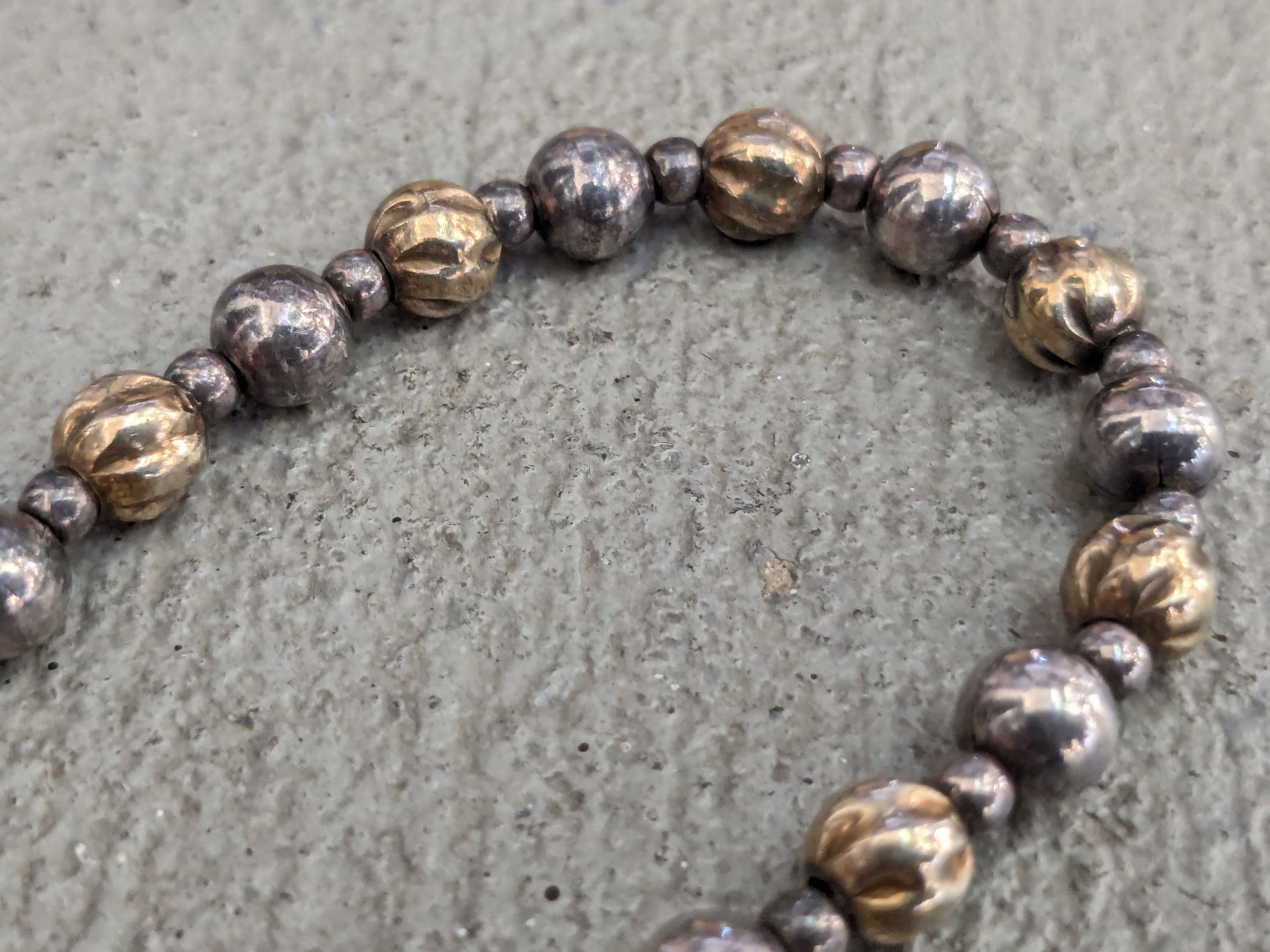 Vintage Vintage Sterling Silver Bracelet Ball Bead Two Tone Gold Size ONE SIZE - 8 Thumbnail