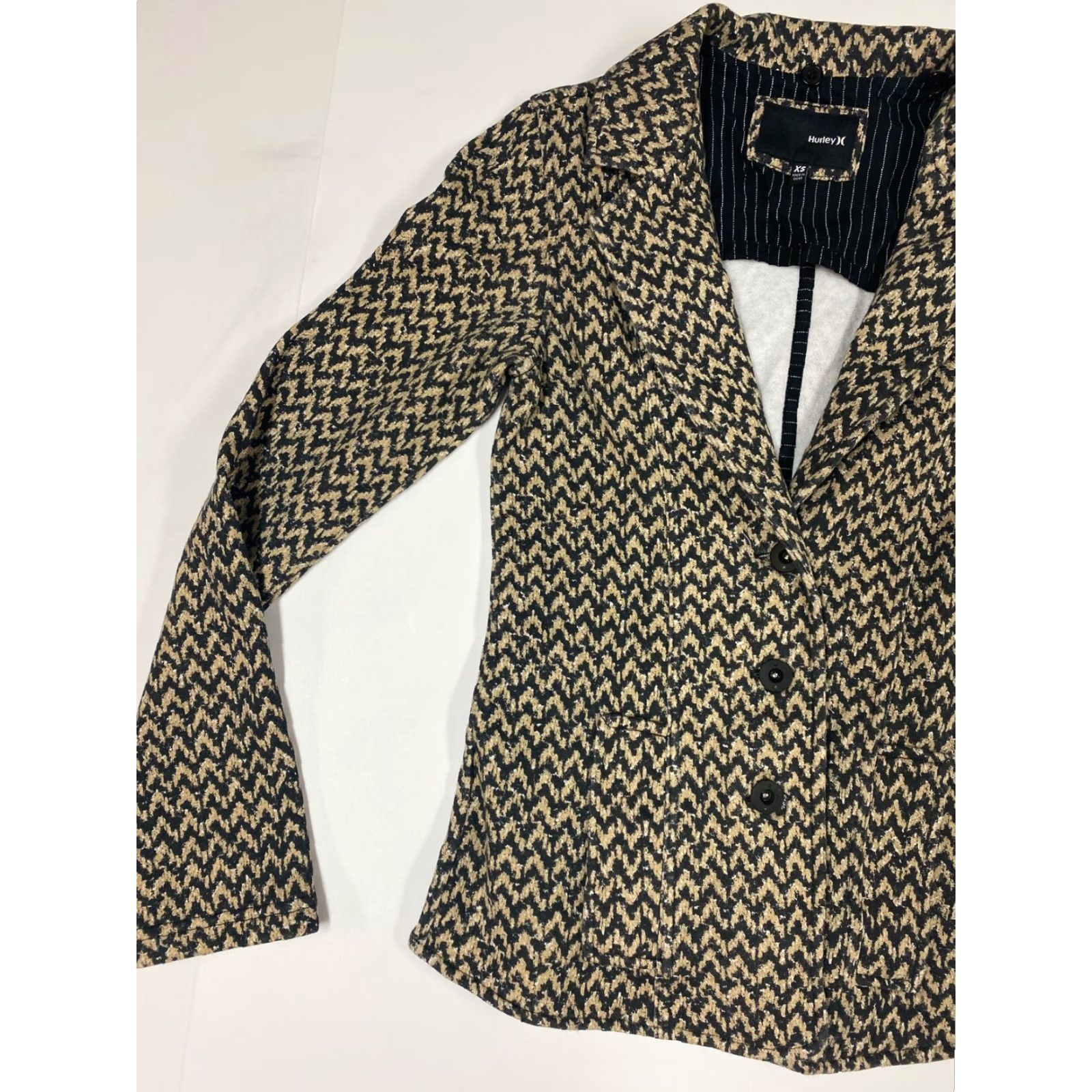 Hurley Hurley Jacket Womens XS Beige Blazer Coat International Three Button Sports Coat Size S / US 4 / IT 40 - 3 Thumbnail