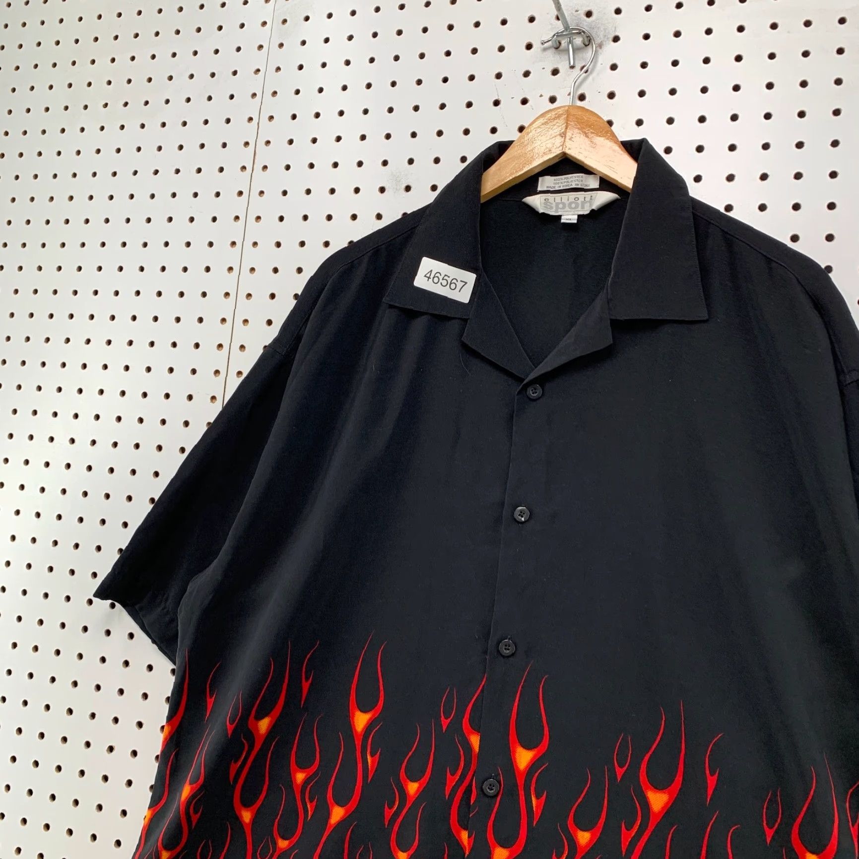 Vintage VINTAGE Flame Fire Button Shirt Mens XL Black Red Elliott Sport Size US XL / EU 56 / 4 - 6 Thumbnail