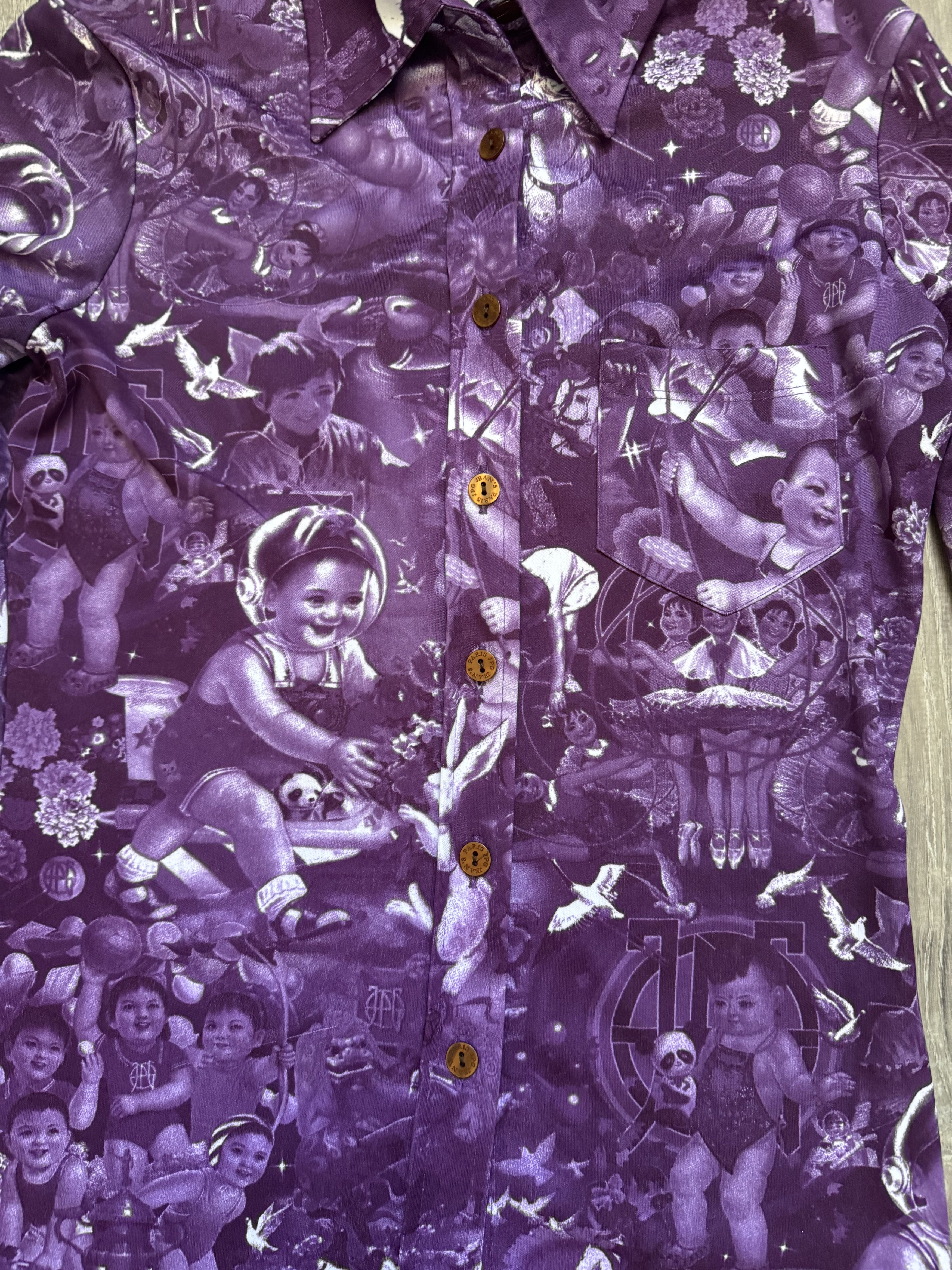 Jean Paul Gaultier Jean Paul Gaultier Chinese Baby Propaganda Purple Shirt Size US S / EU 44-46 / 1 - 5 Thumbnail