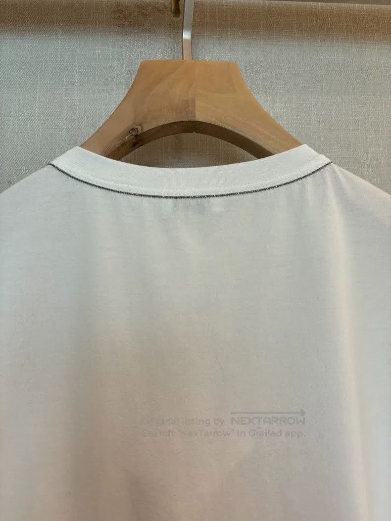 Brunello Cucinelli Brunello Cucinelli Women's Crew Neck White Short Sleeve T- Size S / US 4 / IT 40 - 3 Thumbnail