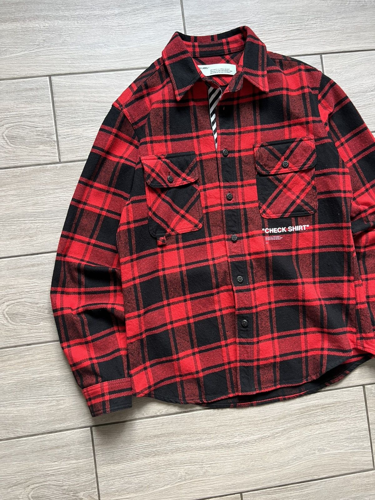 Off-White Off-White Red and Black Flannel Quote Shirt Luxury Size US M / EU 48-50 / 2 - 3 Thumbnail