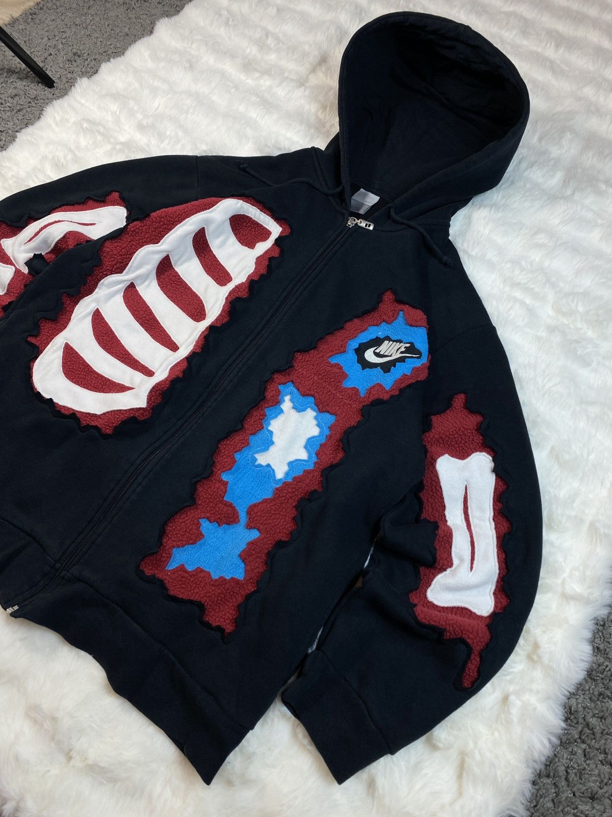 Japanese Brand × Nike × Vintage Nike Custom Skeleton Zip Up Hoodie Skull Bones Vintage Y2K Size US XL / EU 56 / 4 - 4 Thumbnail