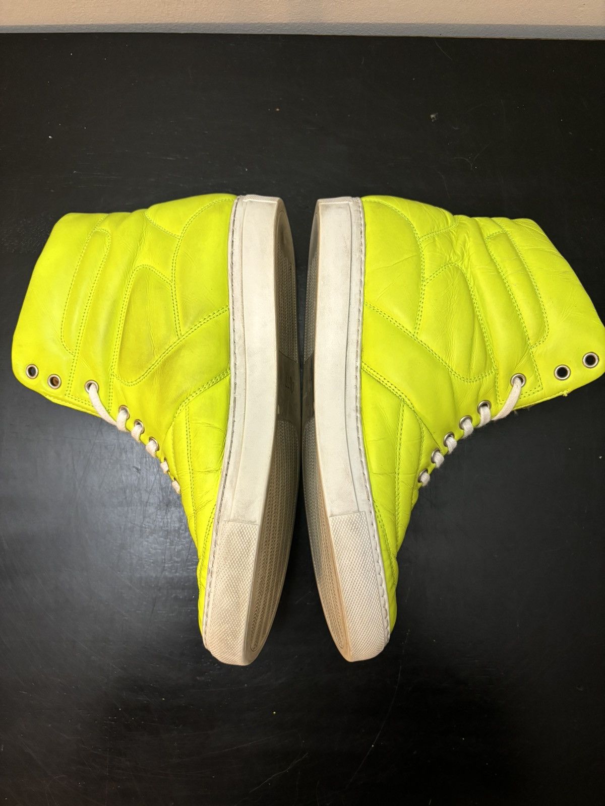Maison Margiela Maison Margiela MM6 High Top Quilted Leather Sneakers Yellow Size US 8 / EU 41 - 3 Thumbnail