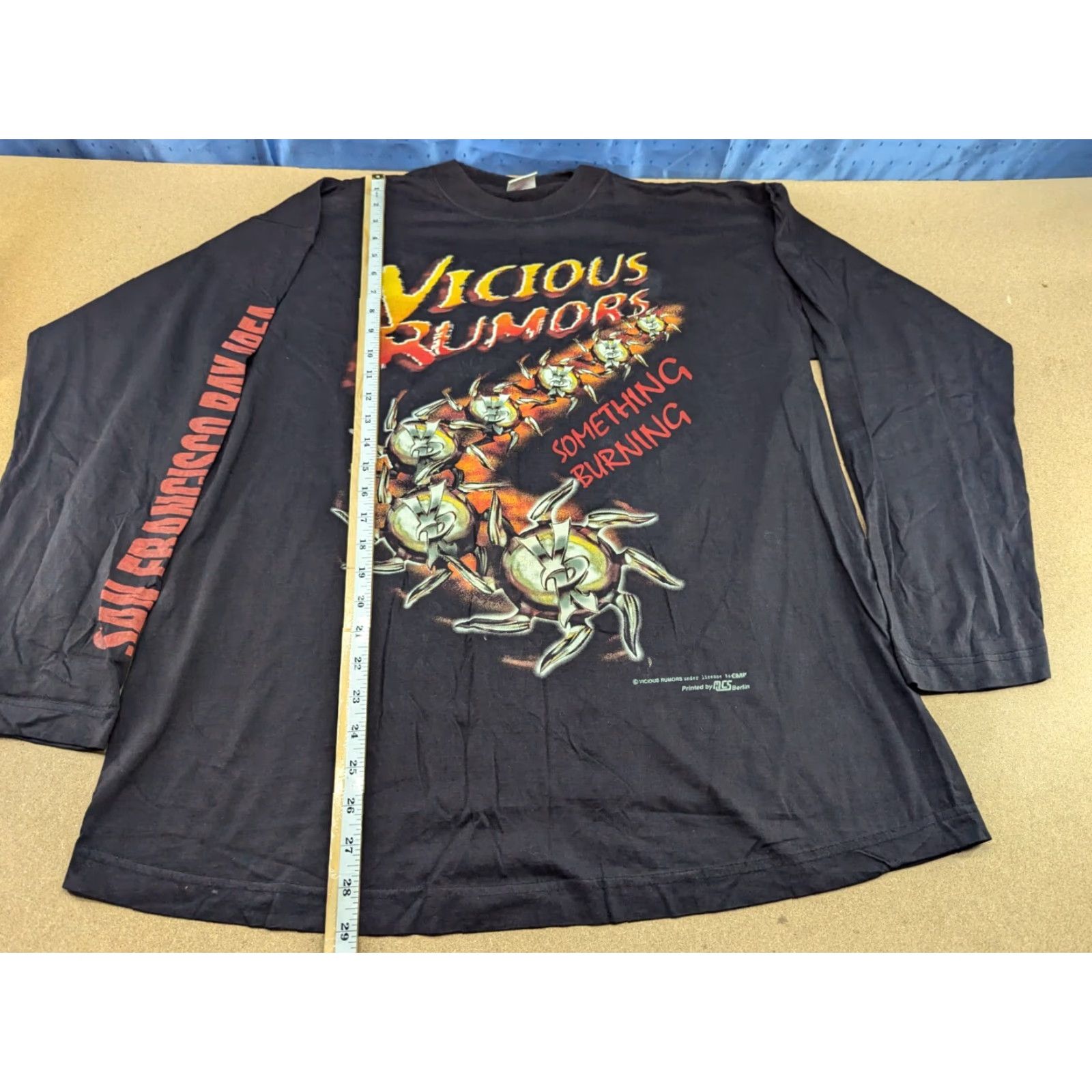 Vintage VINTAGE Airtees T-Shirt Unisex Adults XL Black 90s Europe Tour 1996 Vicious Rumors Something Burning Shirt Size US XL / EU 56 / 4 - 3 Thumbnail