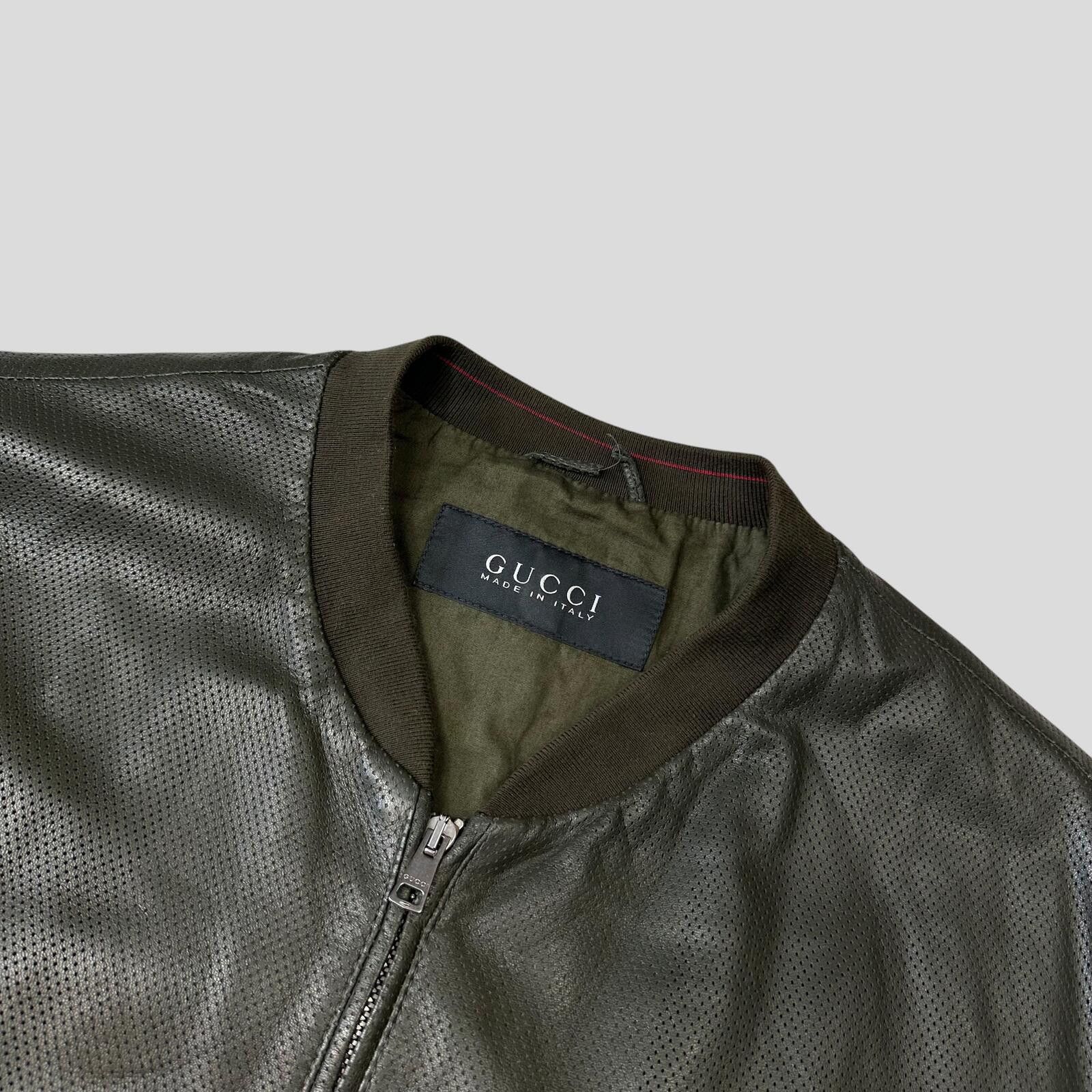 Gucci Gucci Tom Ford 00’s Perforated Nappa Leather Green Bomber L Size US L / EU 52-54 / 3 - 2 Thumbnail