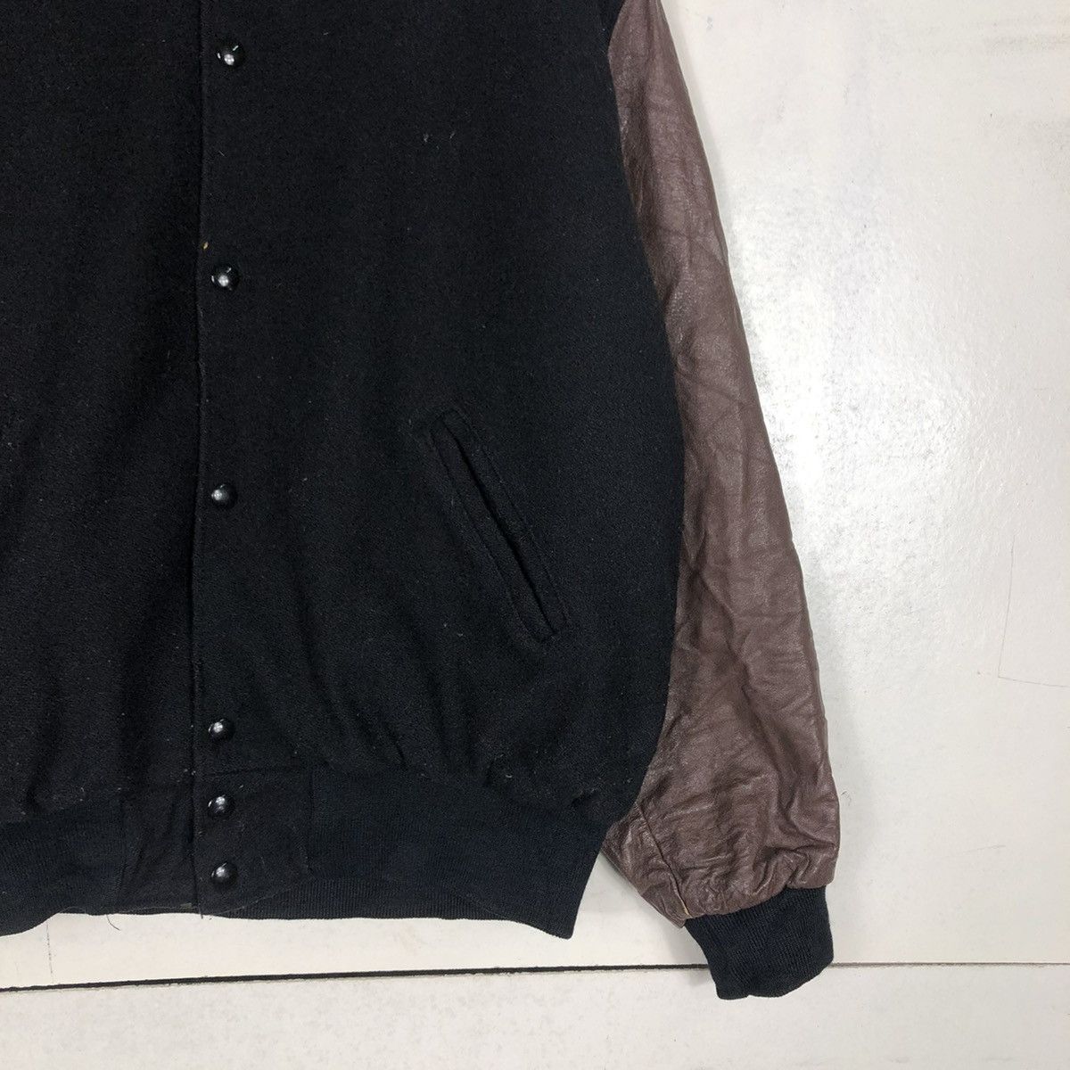 Vintage 📌VINTAGE VARSITY LEATHER JACKET SPORTING GOOD ISSEY MIYAKE Size US XL / EU 56 / 4 - 7 Thumbnail