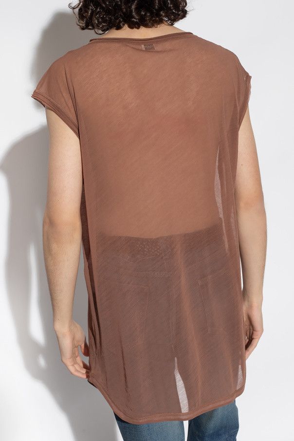 Saint Laurent Paris o1s1wg110824 Sleeveless T-Shirt in Jersey in Brown Size US L / EU 52-54 / 3 - 3 Thumbnail
