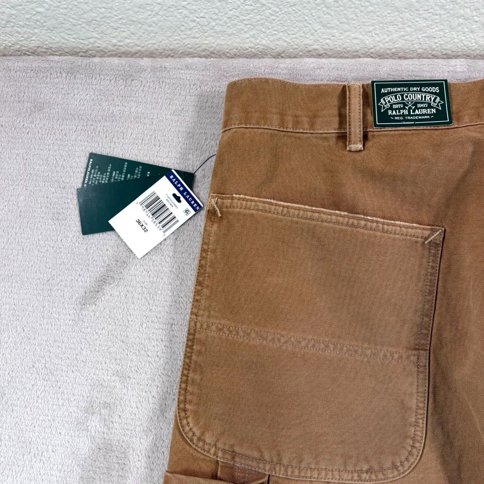 Polo Ralph Lauren Polo Ralph Lauren Polo Country Carpenter Pants Men 38x31 Canvas Brown 5-Pocket Cargo Workwear Relaxed Straight NWT 90s Era Logo Manufacturers Warranty Size US M / EU 48-50 / 2 - 5 Thumbnail