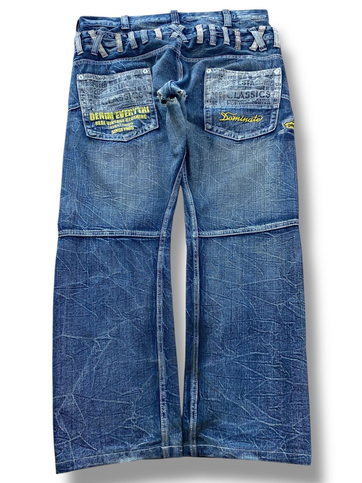 Japanese Brand Distressed wide leg denim unique paint splatter details Size US 36 / EU 52 - 3 Thumbnail