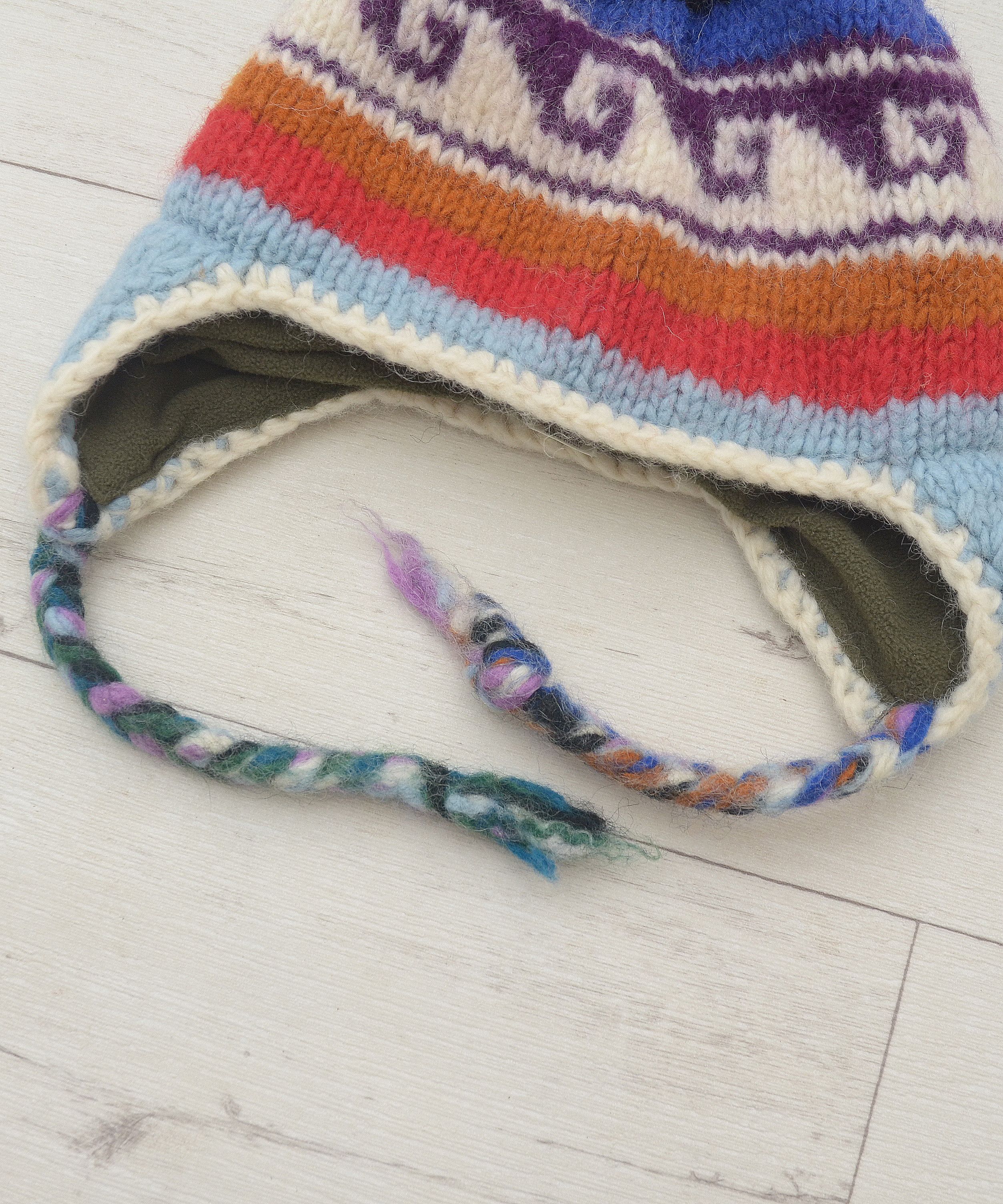 Handmade × Vintage Vintage Wool Beanie Cap Trapper Hat Hand Made Nepal Y2K Size ONE SIZE - 4 Thumbnail