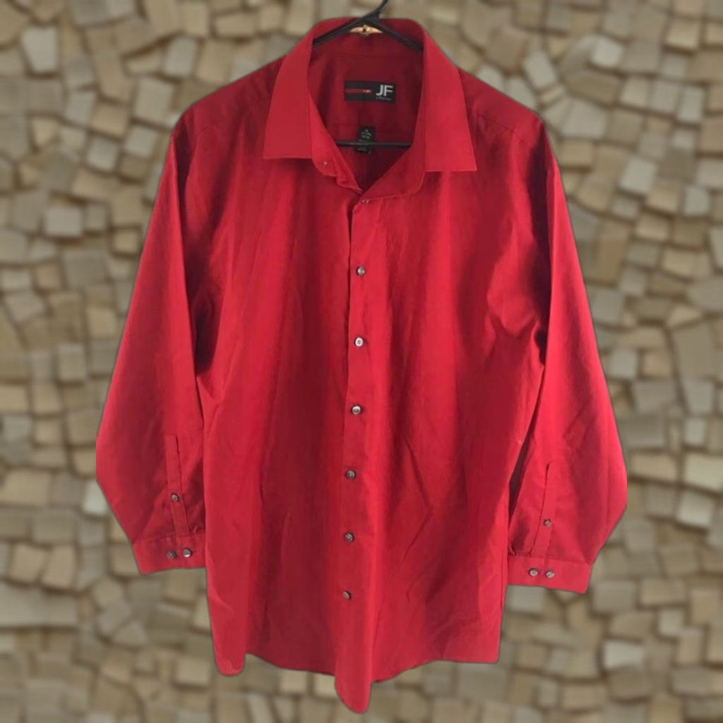 Vintage J Ferrar JF Shirt Men XL Red Solid Button Up Long Sleeve Opaque 17-17.5 32-33 Casual Size US XL / EU 56 / 4 - 1 Thumbnail