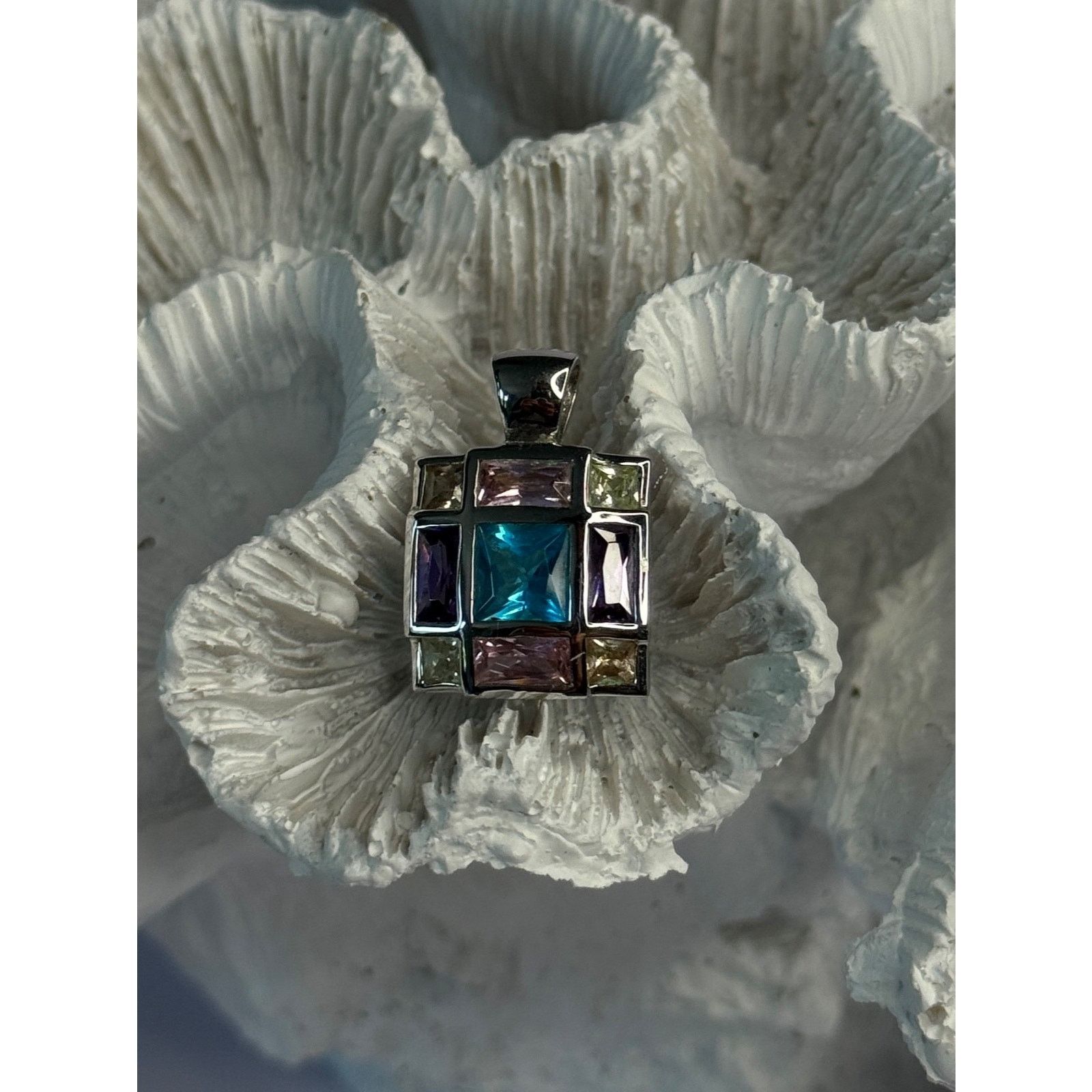 Jewelry FAS 925 STERLING SILVER MULTI COLOR TOURMALINE PENDANT Size ONE SIZE - 3 Thumbnail