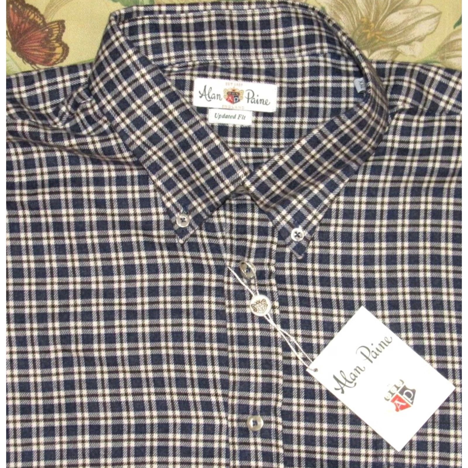 Vintage VINTAGE ALAN PAINE Heybridge Brushed Cotton Blue Plaid Long Sleeve Shirt XXL NWT Size US XXL / EU 58 / 5 - 2 Thumbnail