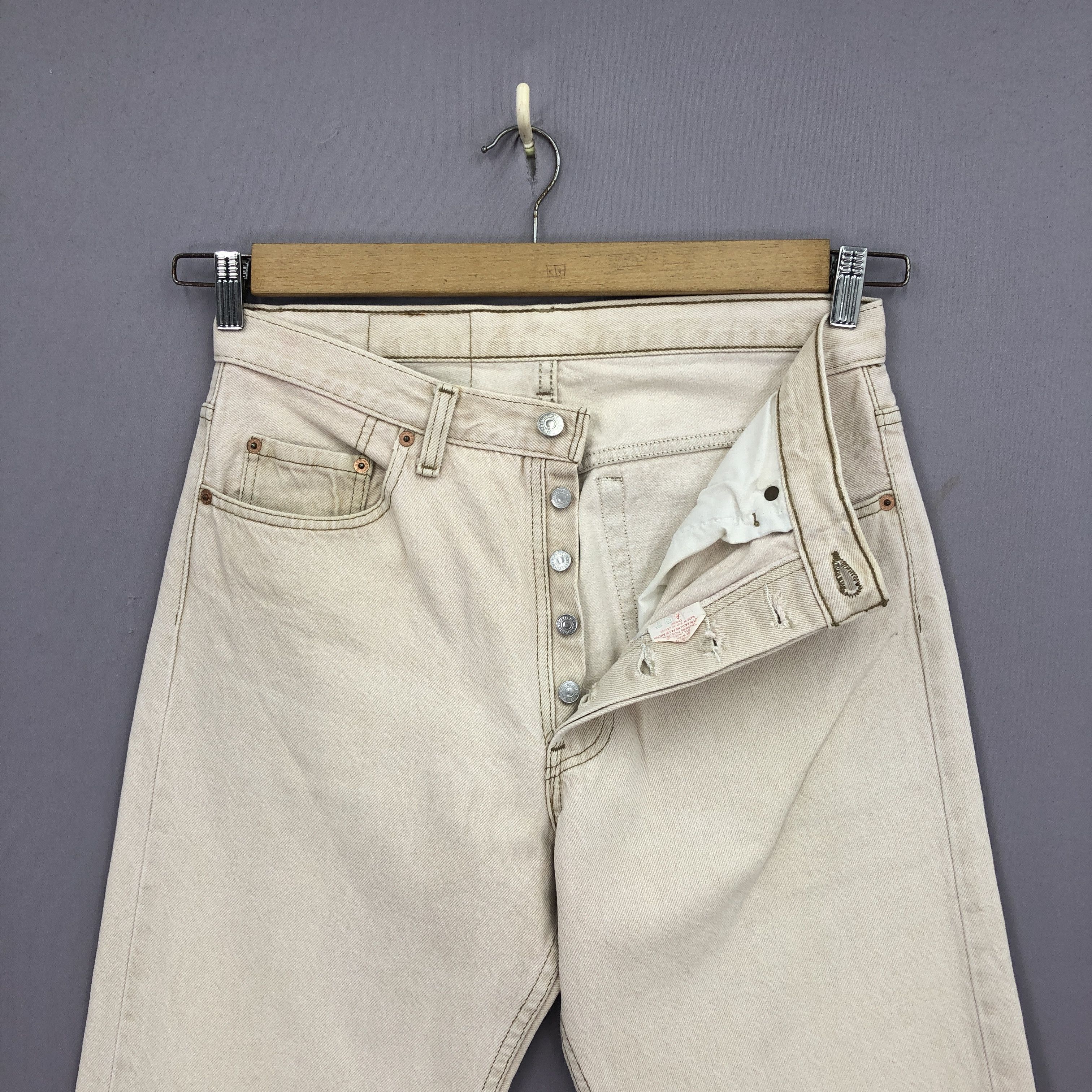 Levi's Vintage Levis 501 Jeans 90s Levi's Beige Brown Denim GF30253 Size US 30 / EU 46 - 6 Thumbnail