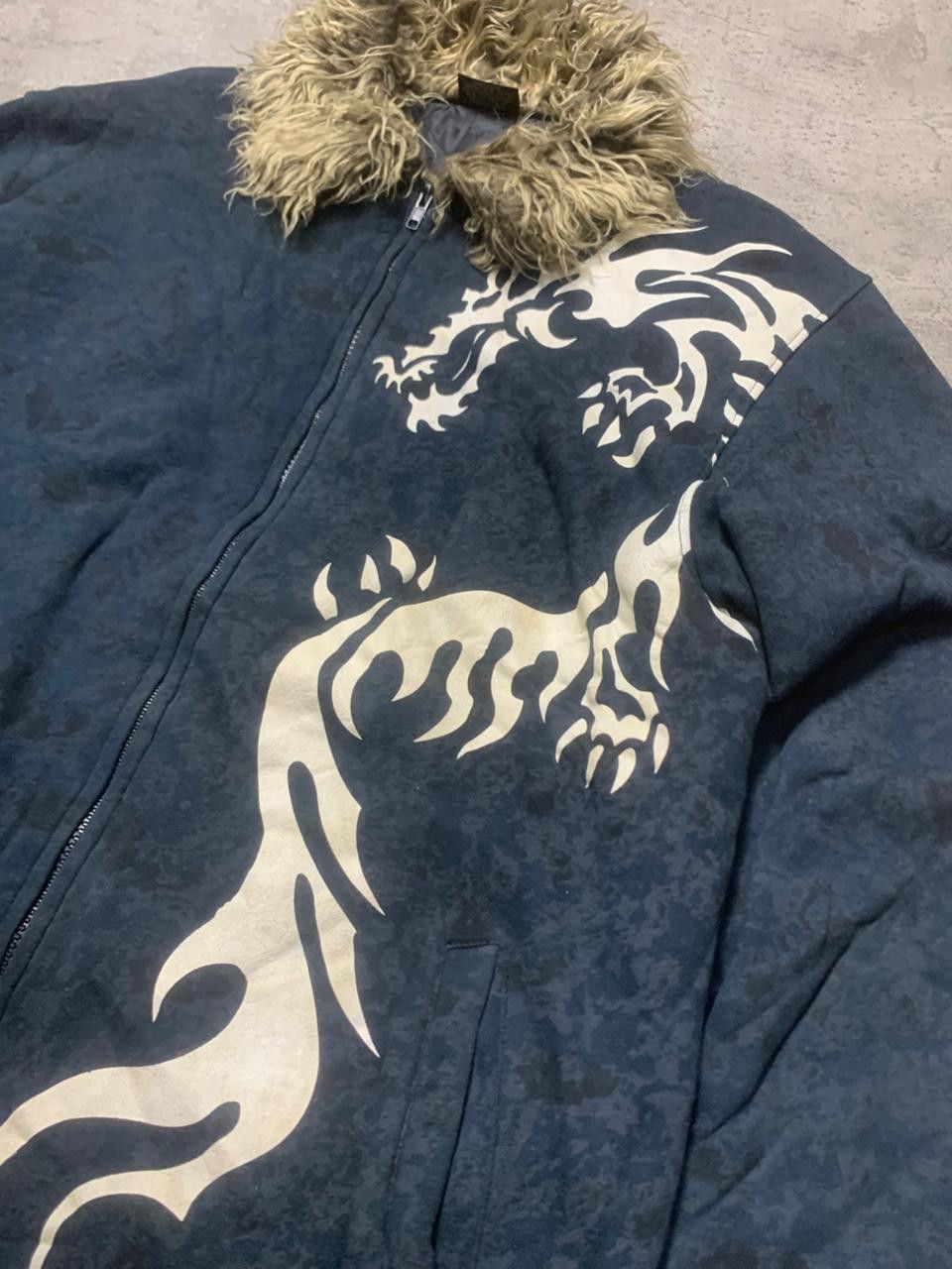 Japanese Brand 2000s DJ Free Dragon Art Fur Zip Up Jacket Size US L / EU 52-54 / 3 - 2 Thumbnail