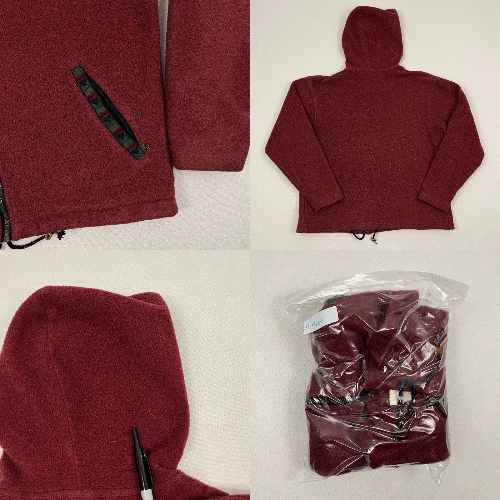 Vintage VTG L.L. Bean Jacket Womens L Red Fleece Aztec Trim Hooded Full Zip 80s 90s Shirt Mens Womens Girls Boys Size L / US 10 / IT 46 - 8 Thumbnail