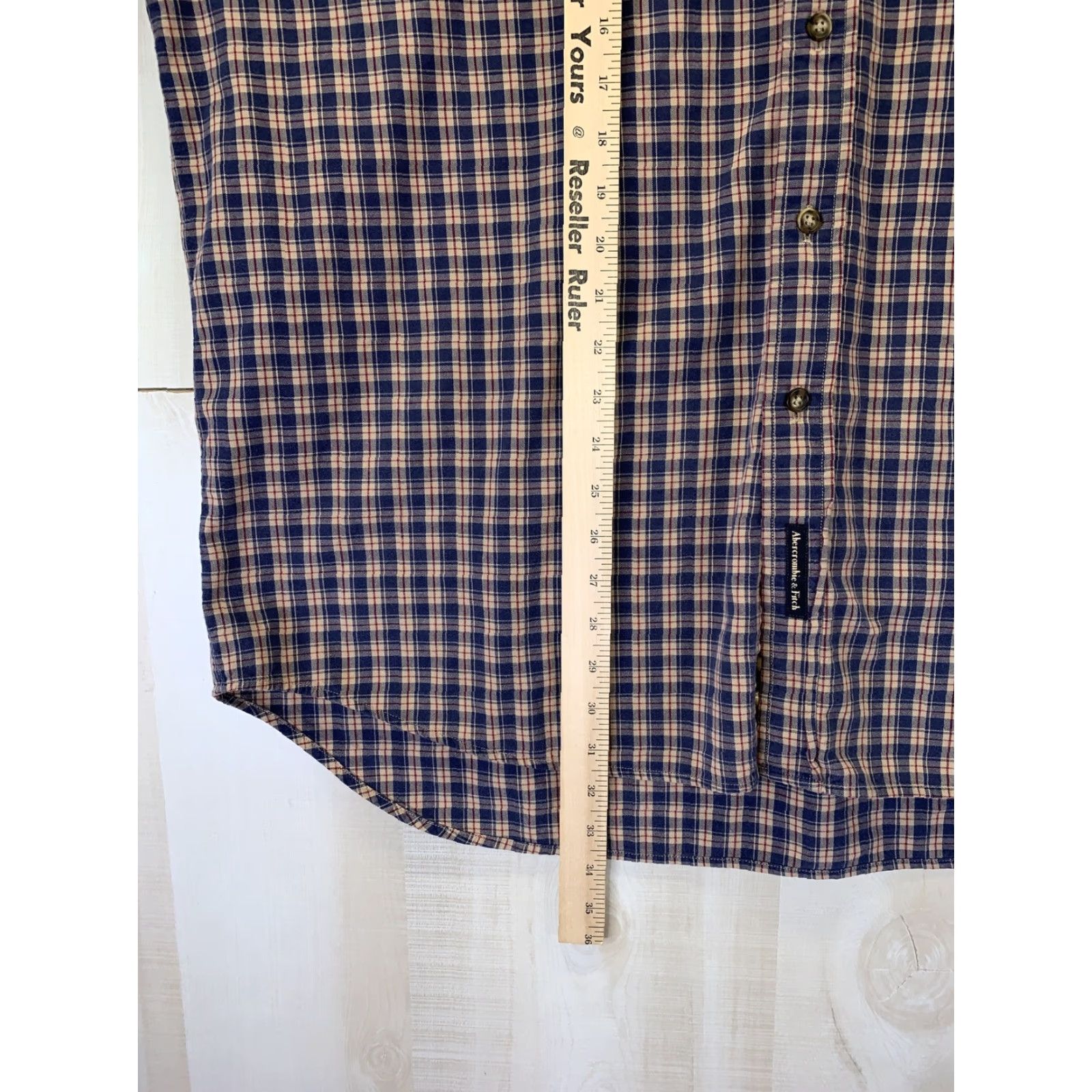 Abercrombie & Fitch VINTAGE Abercrombie & Fitch Mens Button-Down Shirt Plaid Blue Tan L -> (adjusted within rules?) Size US L / EU 52-54 / 3 - 7 Thumbnail