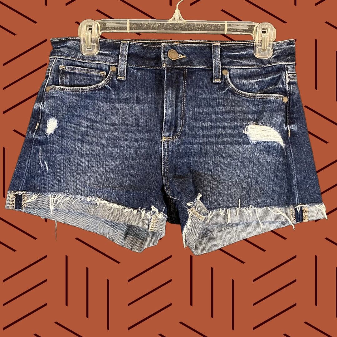 Paige Paige Shorts Womens 32 Blue Denim Jimmy Distressed Rolled Cuffs Summer Size 26" / US 2 / IT 38 - 1 Thumbnail