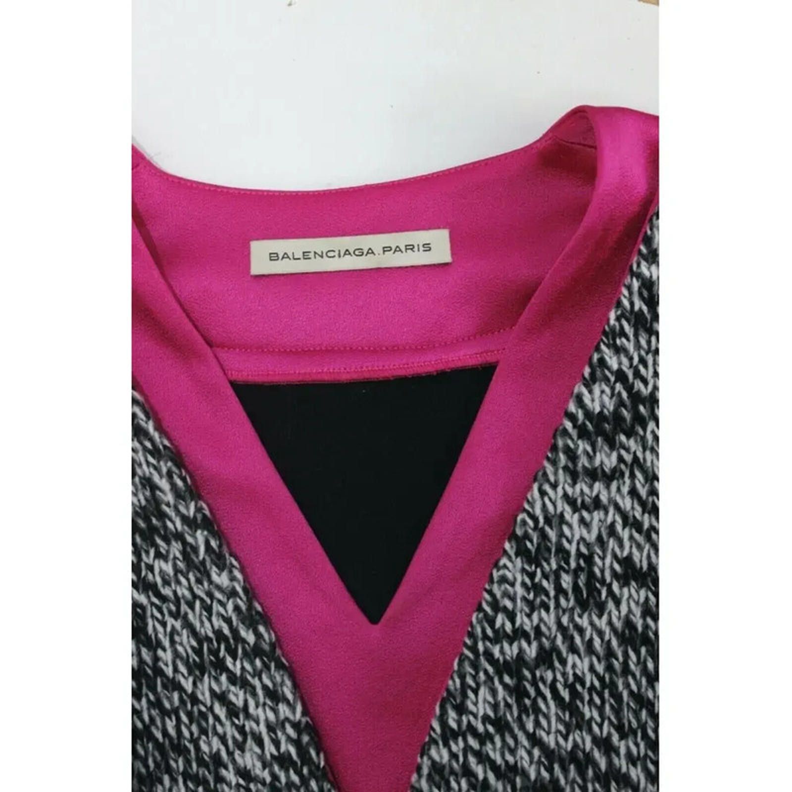 Balenciaga Balenciaga Grey Sweater Knit Pink Silk Dress F38 UK 10 Size M / US 6-8 / IT 42-44 - 2 Thumbnail