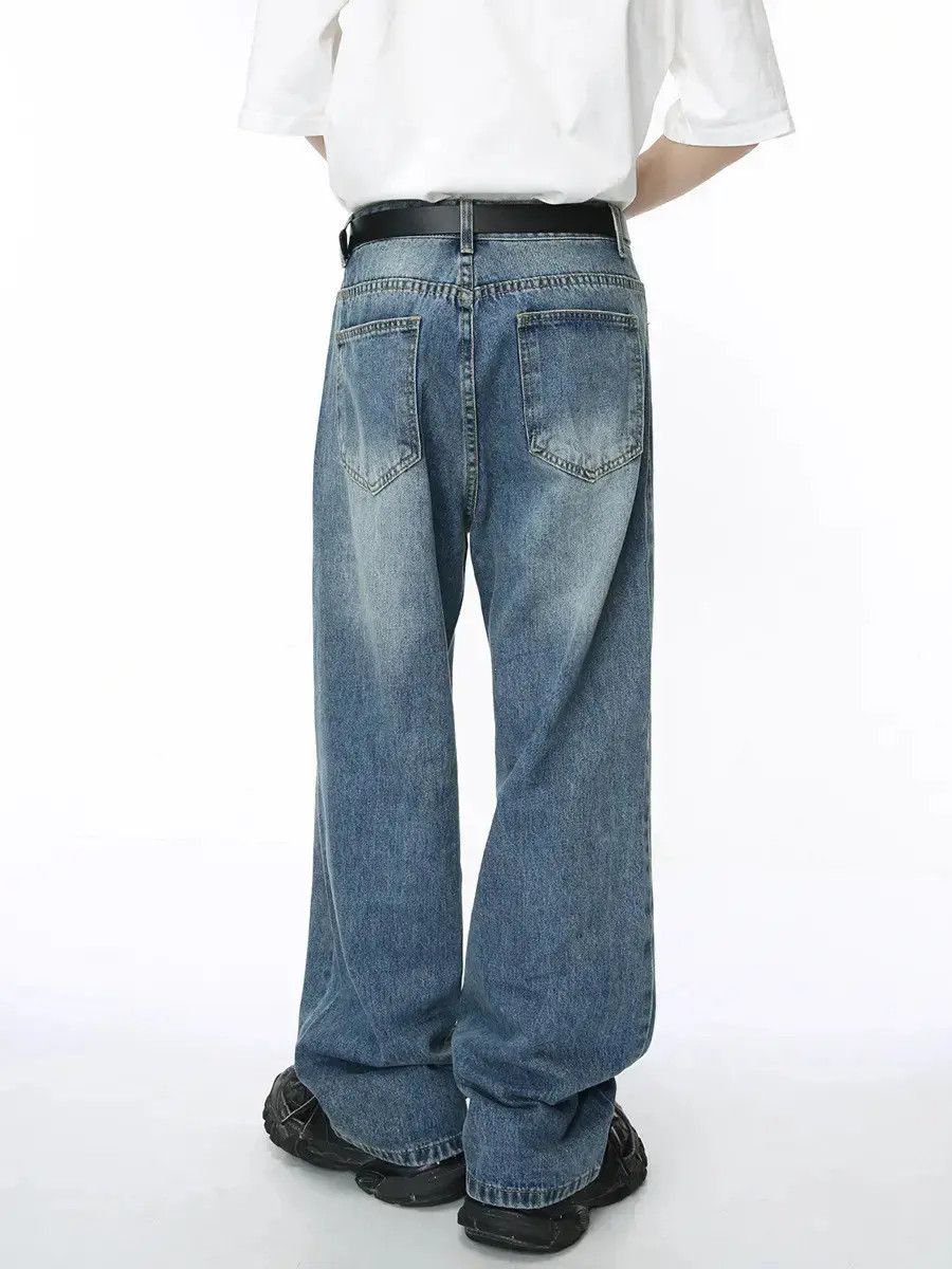 Japanese Brand Retro ink white loose straight leg denim shorts Size US 32 / EU 48 - 2 Thumbnail