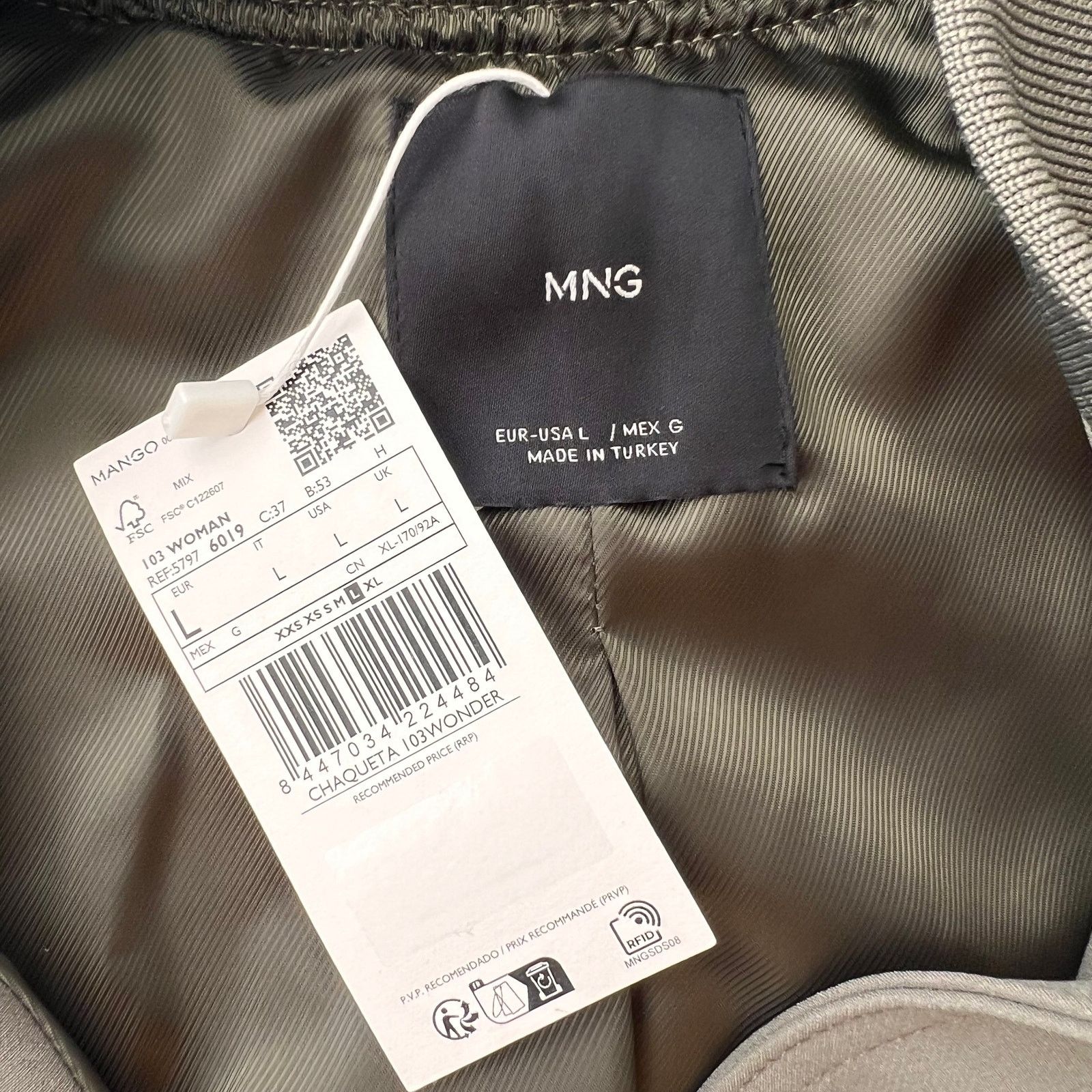 Mango MANGO Khaki Bomber Jacket with Shoulder Pads, L Size L / US 10 / IT 46 - 10 Thumbnail