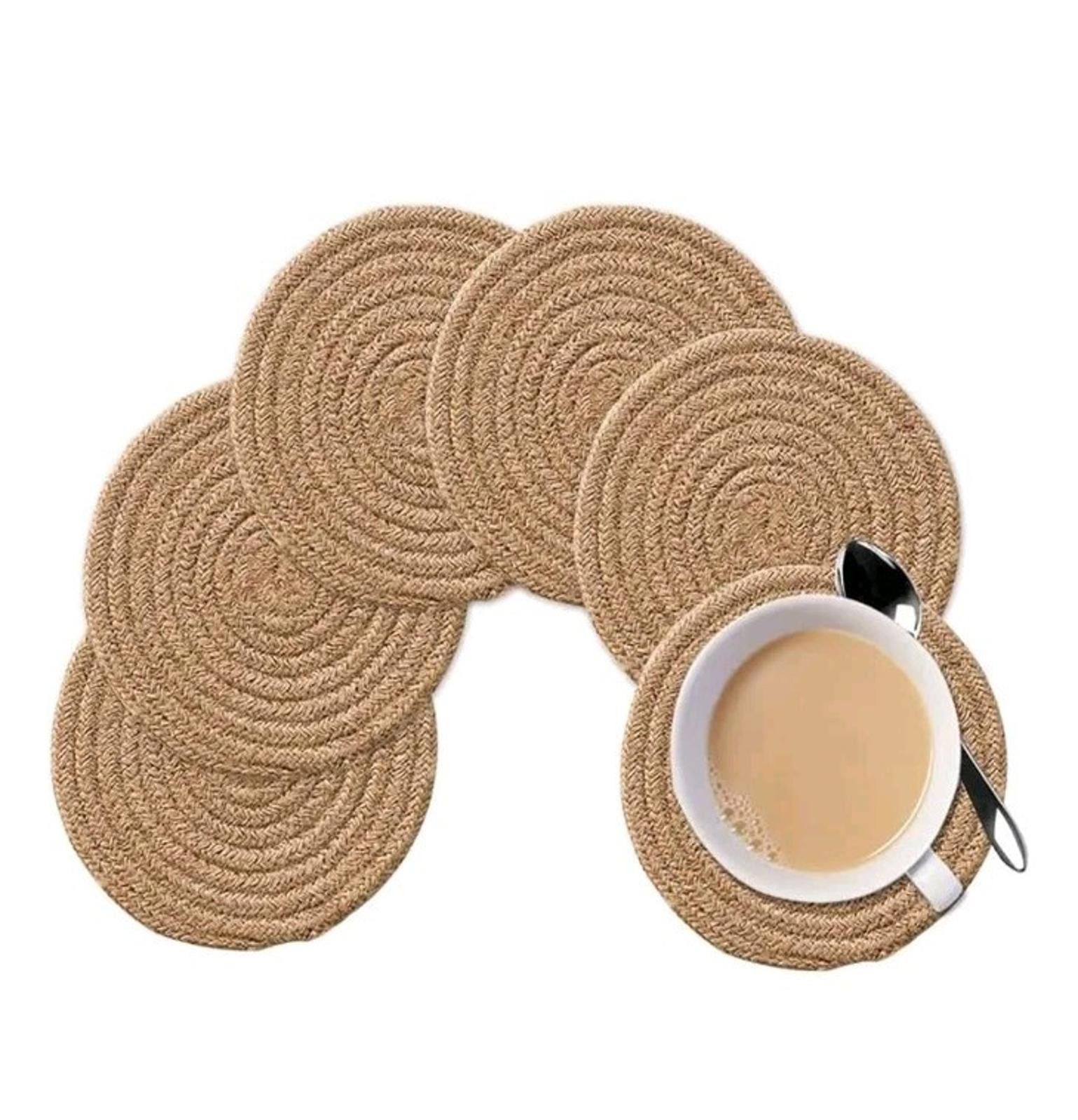 Other 4 Pack Oval Jute Woven Placemats & Round Fabric Coasters Size ONE SIZE - 2 Thumbnail