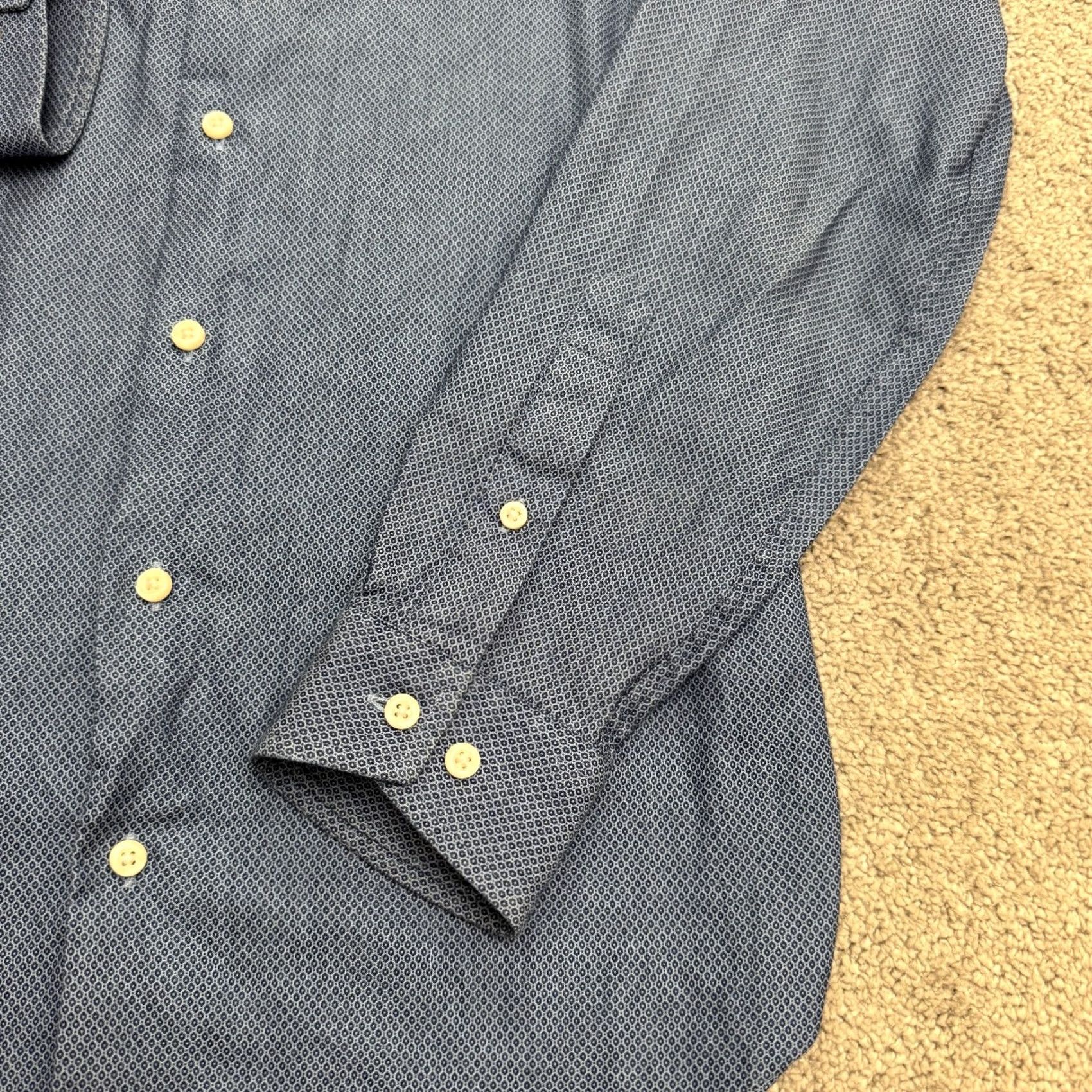 Ben Sherman Ben Sherman Dress Shirt Mens 14.5 Slim Blue Geometric Cotton Shirt Size 40R - 5 Thumbnail