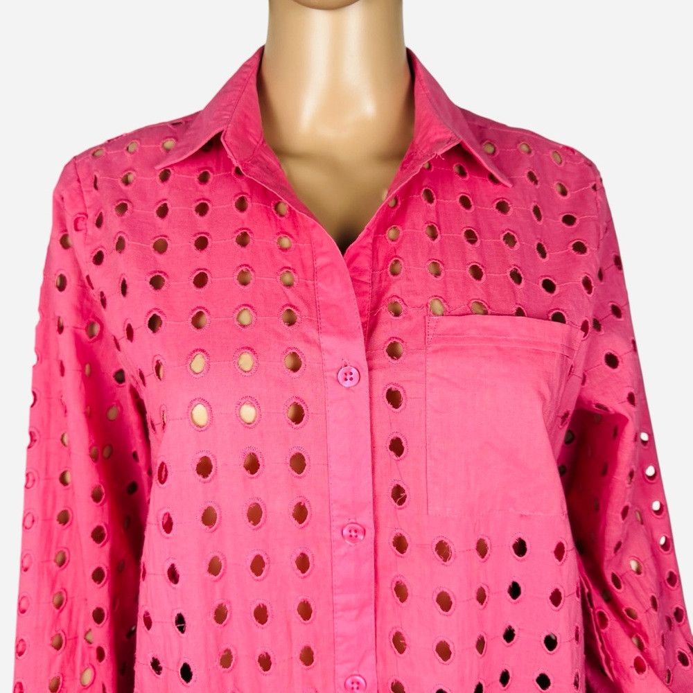 Other NWT New True Destinations Eyelet Long Sleeve Pink Cotton Sh Size XS / US 0-2 / IT 36-38 - 4 Thumbnail