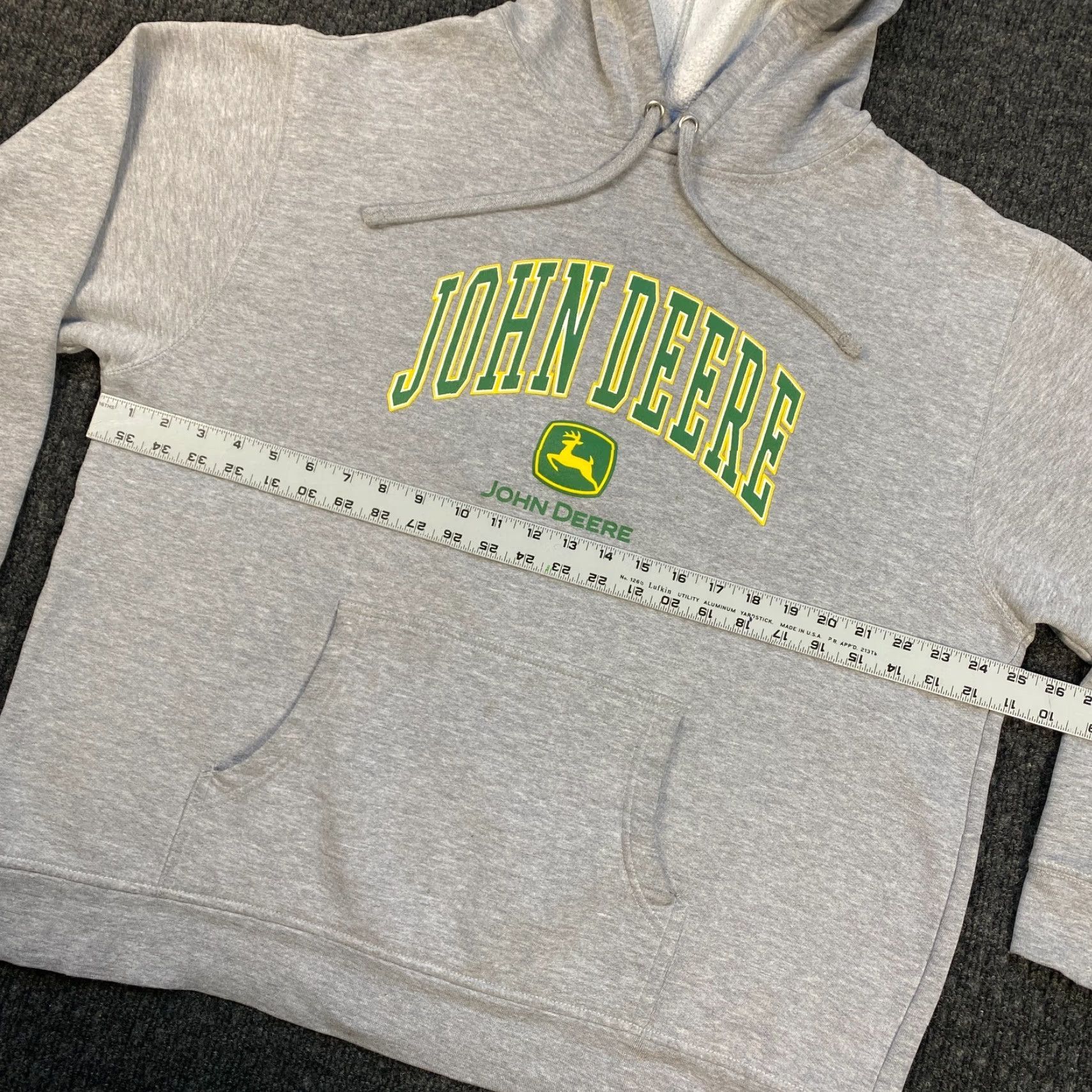 John Deere VINTAGE John Deere Hoodie College Style Hooded Sweater Heather Gray XL Spellout Size US XL / EU 56 / 4 - 5 Thumbnail