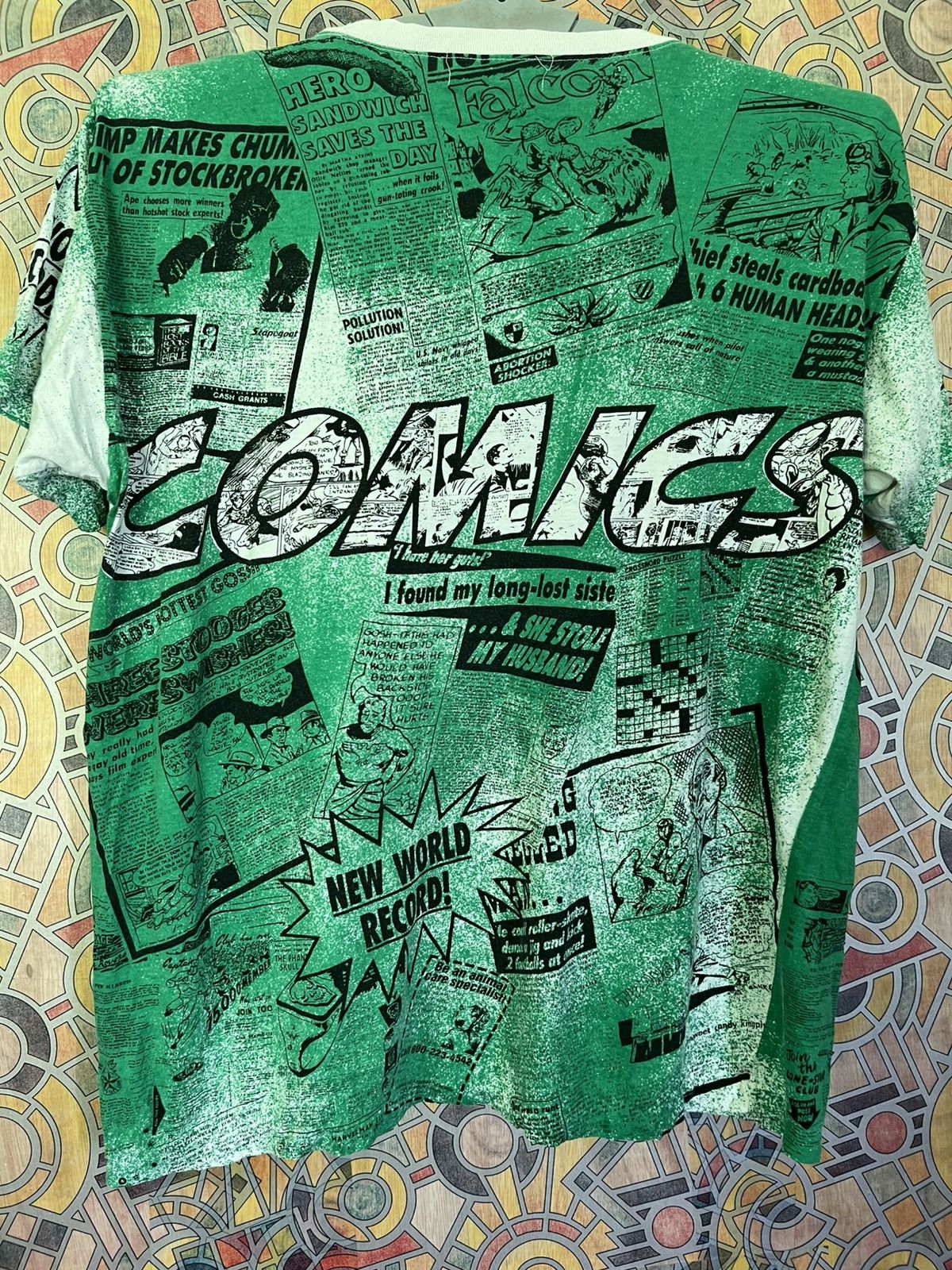Vintage Falcon Newspaper all over print Promo tee akira vintage 90’s Size US L / EU 52-54 / 3 - 9 Thumbnail